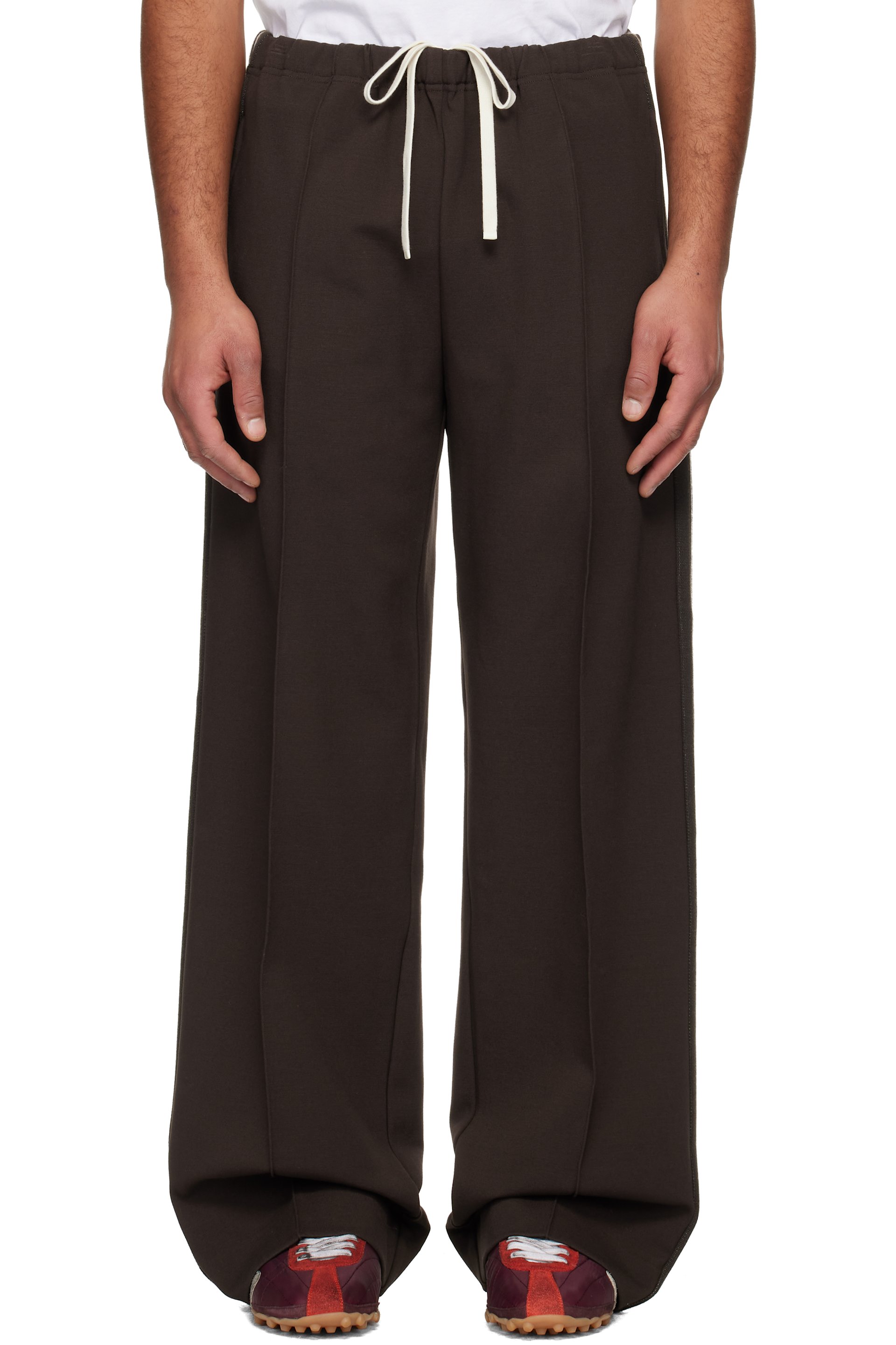 Miu Miu - Pantalon brun en jersey à coutures pincées