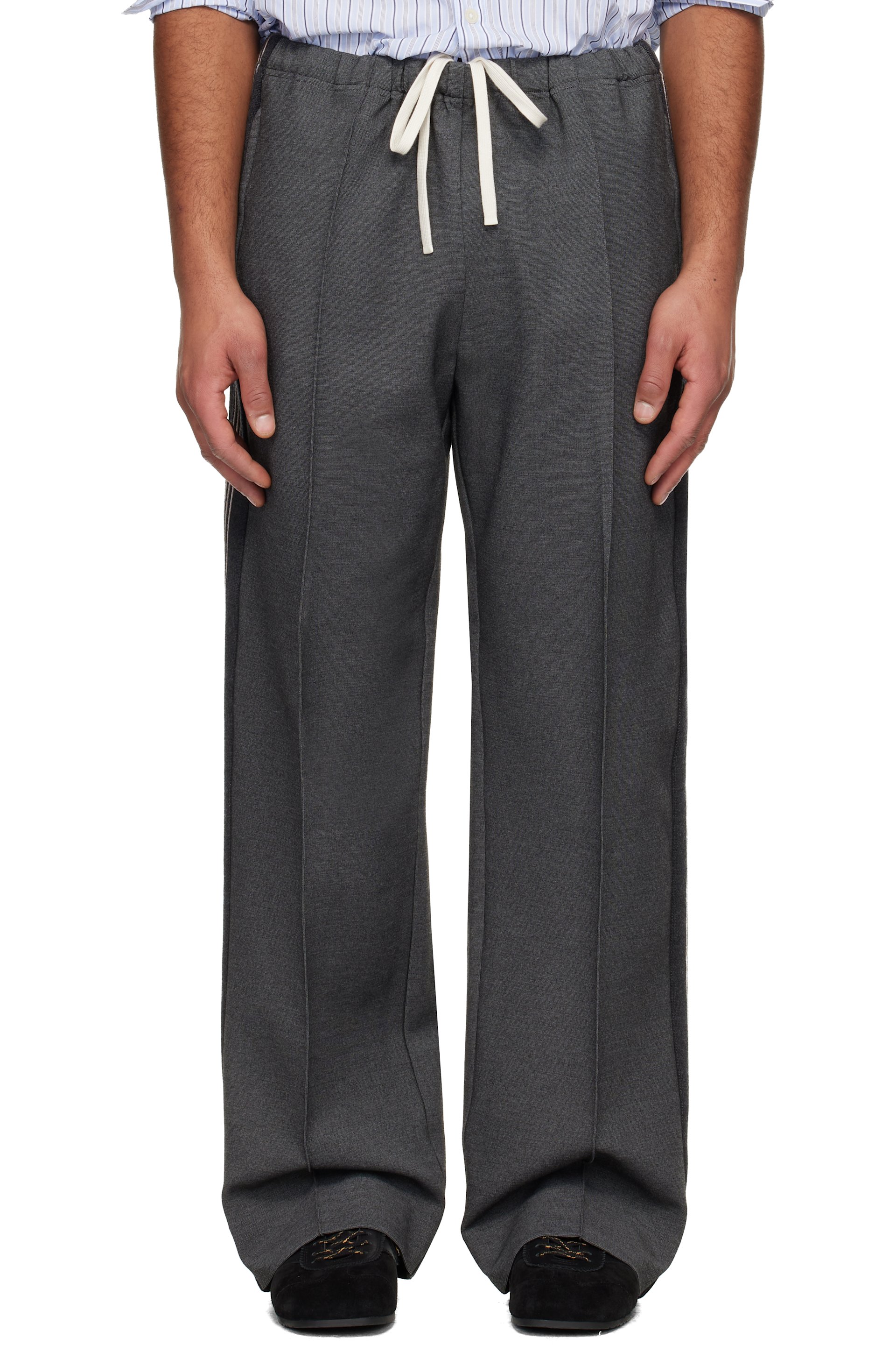 Miu Miu - Pantalon gris en jersey à coutures pincées
