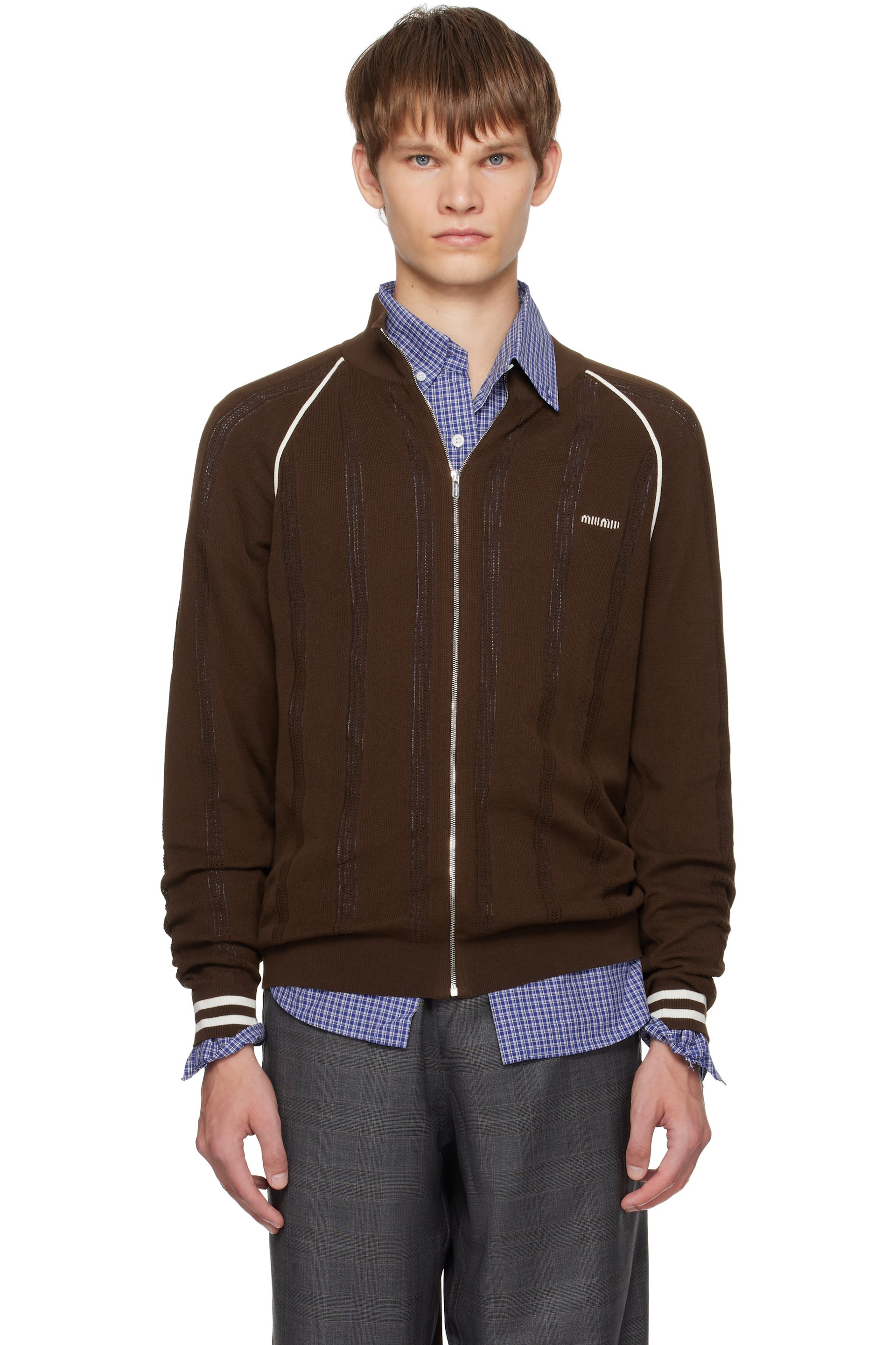 Miu Miu - Cardigan brun en coton