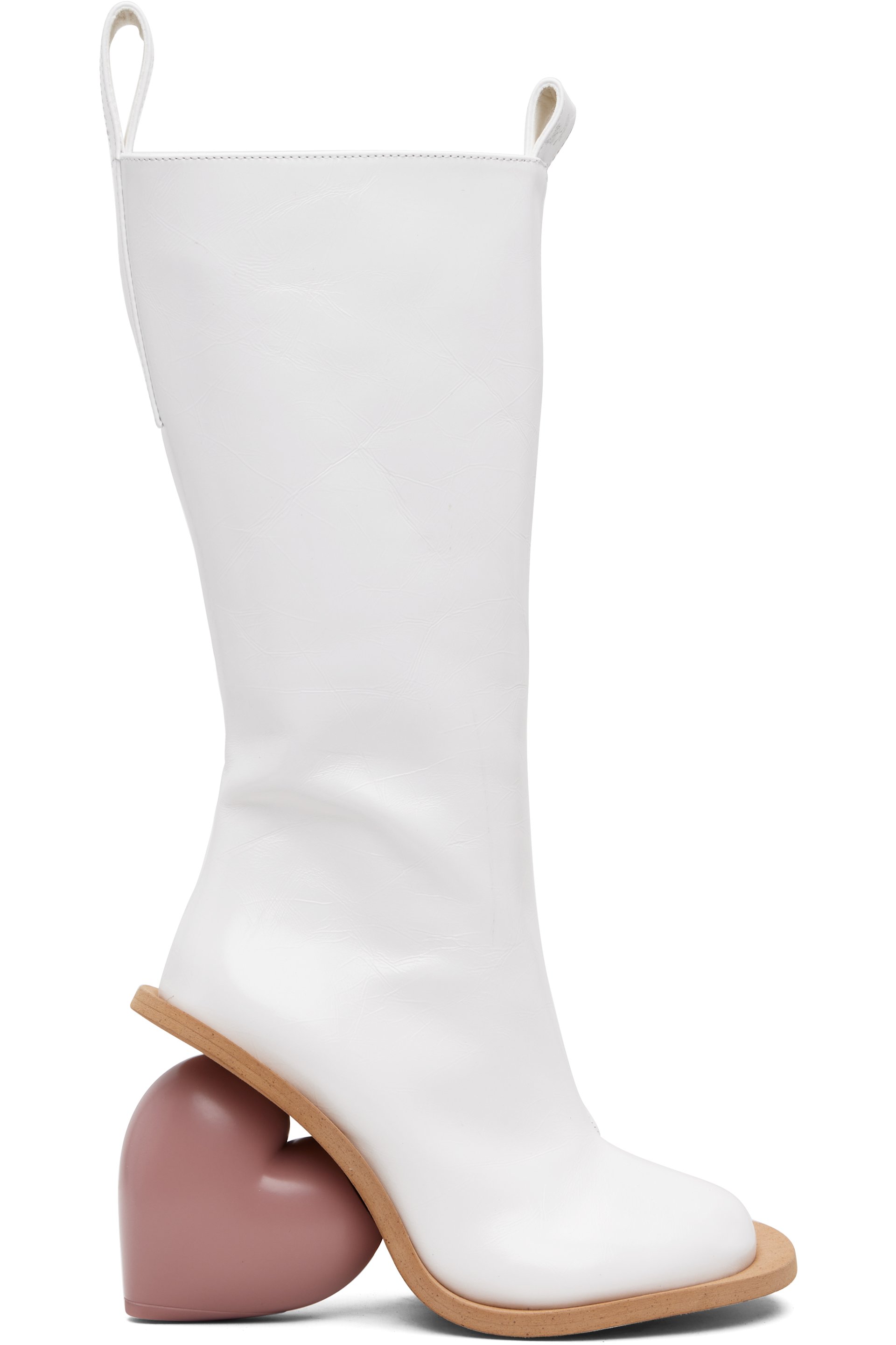 YUME YUME - Bottes hautes blanc et rose à talon en forme de cœur