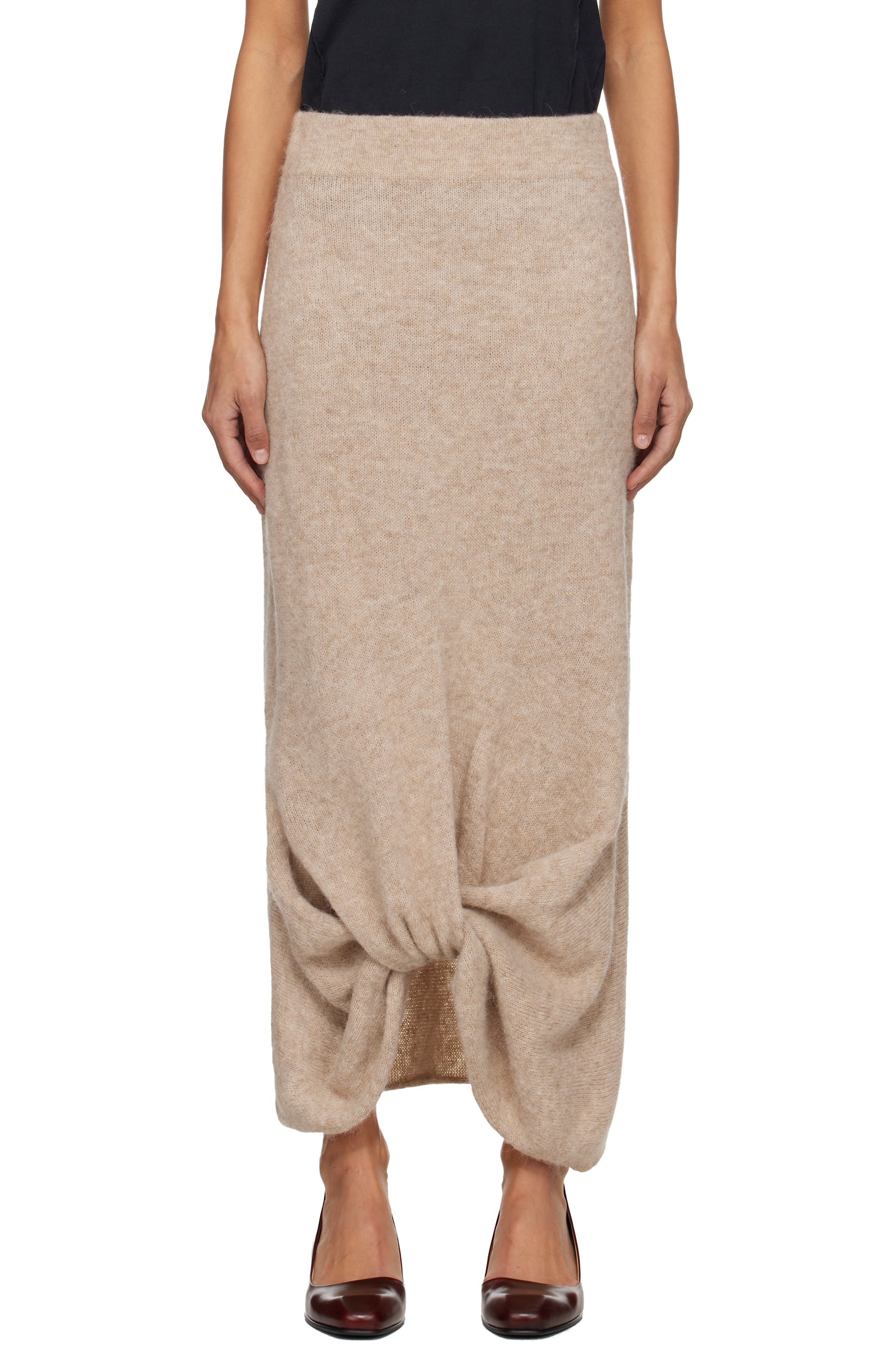 Lauren Manoogian - Jupe midi beige à ornement noué