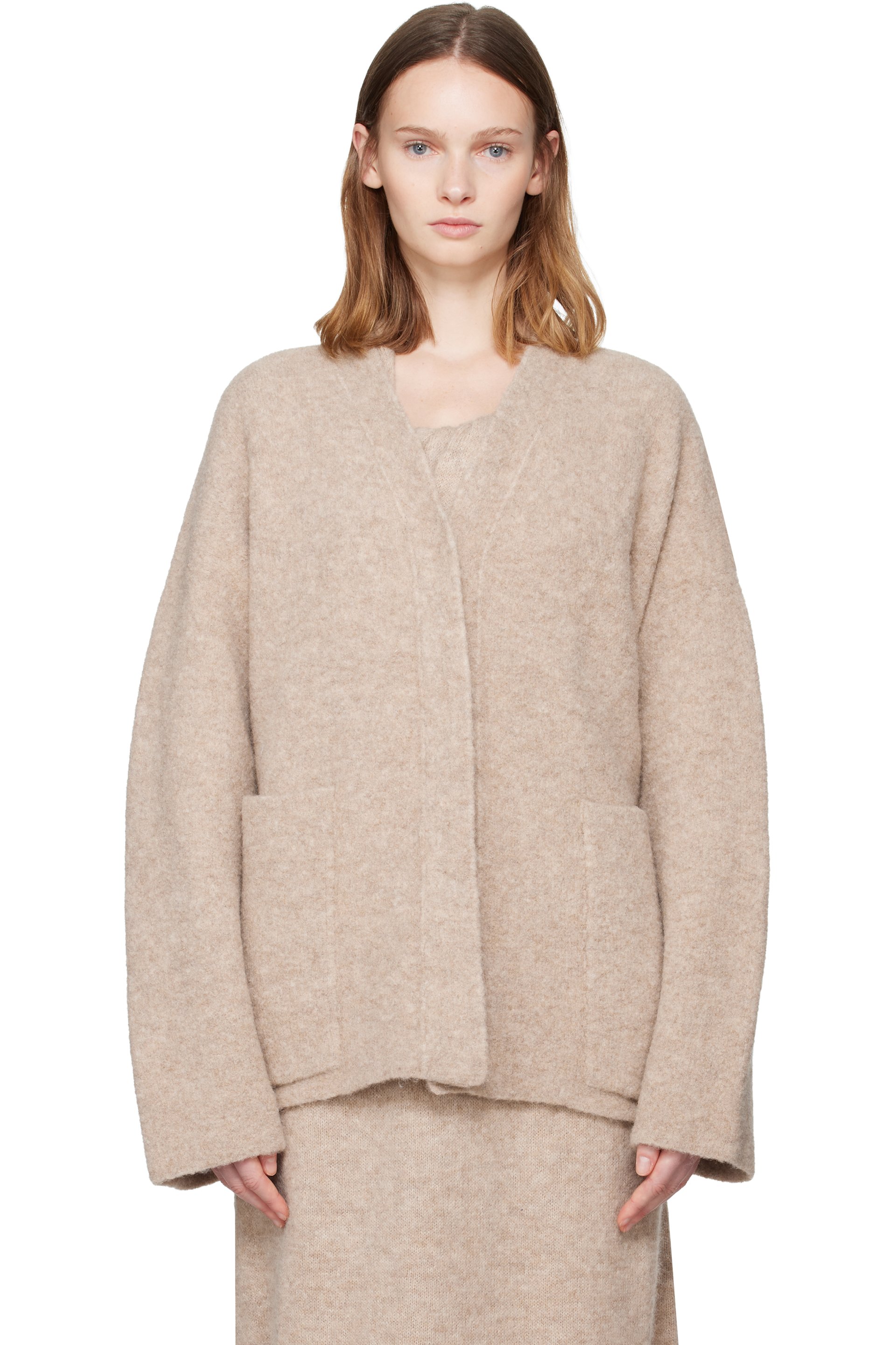 Lauren Manoogian - Cardigan beige en tricot double face