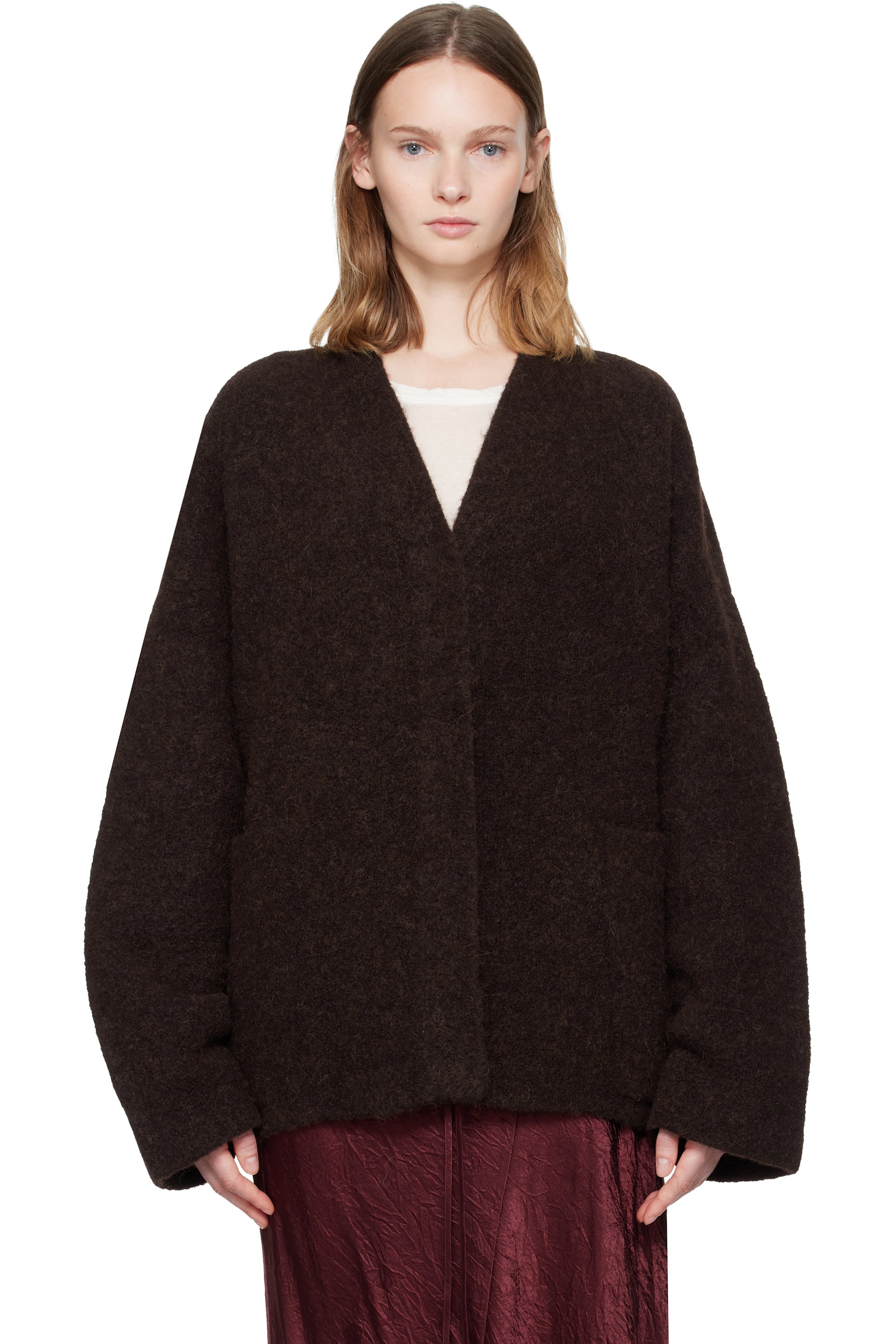 Lauren Manoogian - Cardigan bourgogne en tricot double face