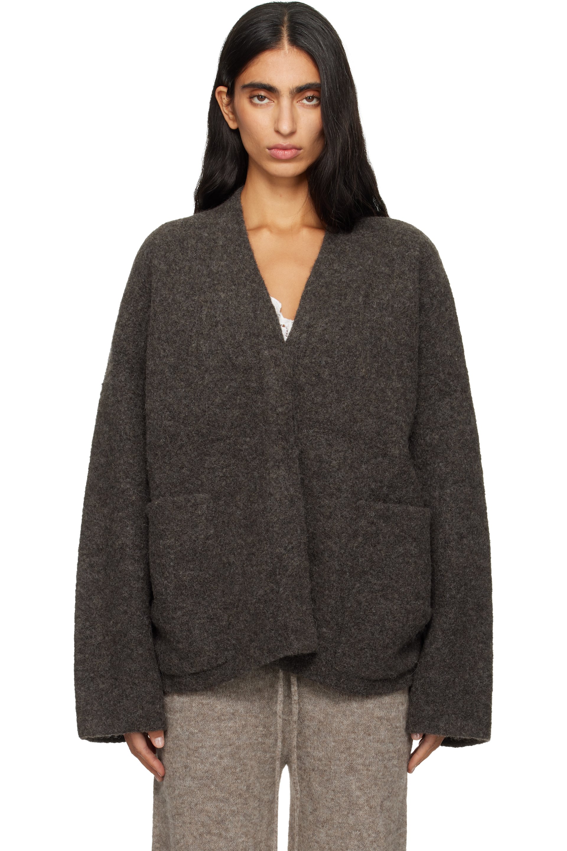 Lauren Manoogian - Cardigan gris en tricot double face