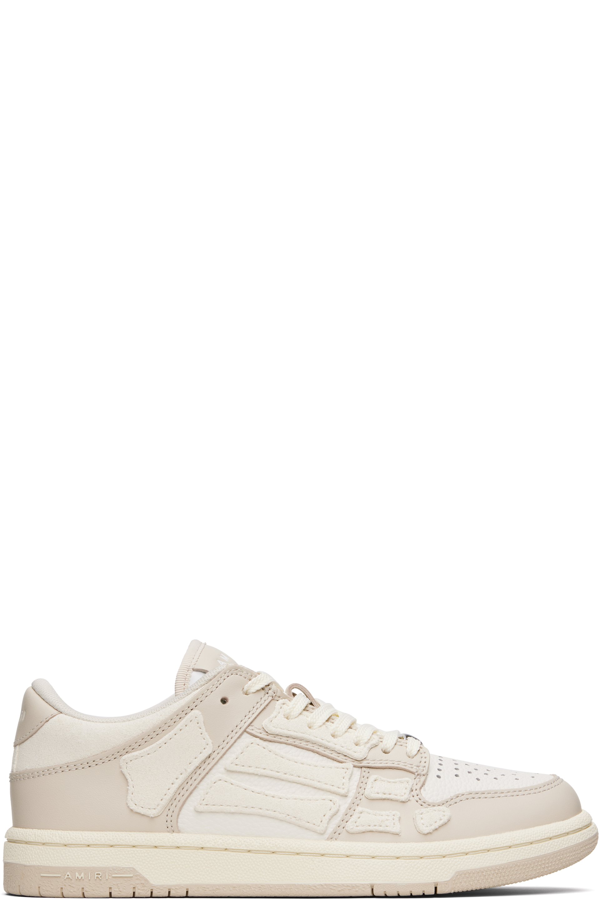 AMIRI - Baskets basses beige et blanc à appliqués Skel Top