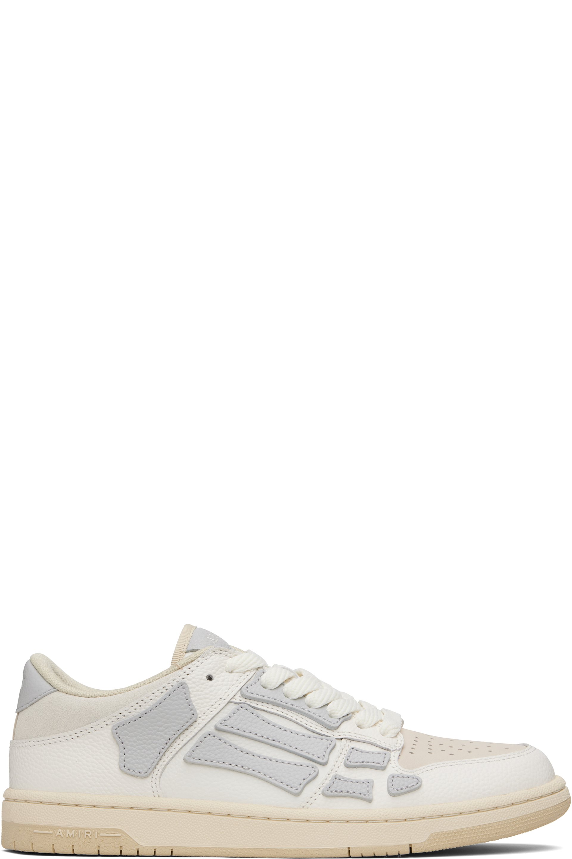 AMIRI - Baskets basses blanc et gris à appliqués Skel Top