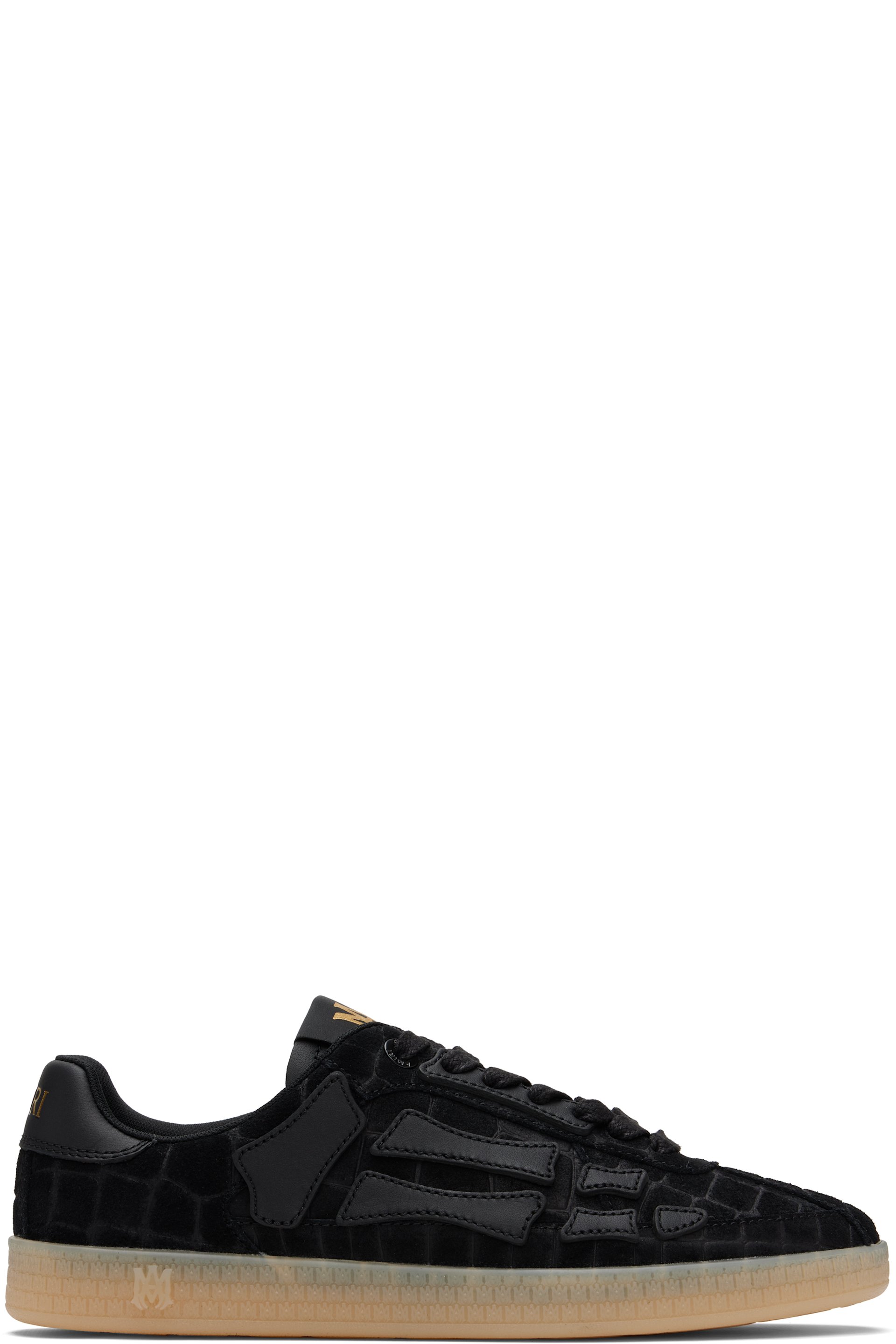 AMIRI - Black Croc Debossed Pacific Bones Sneakers