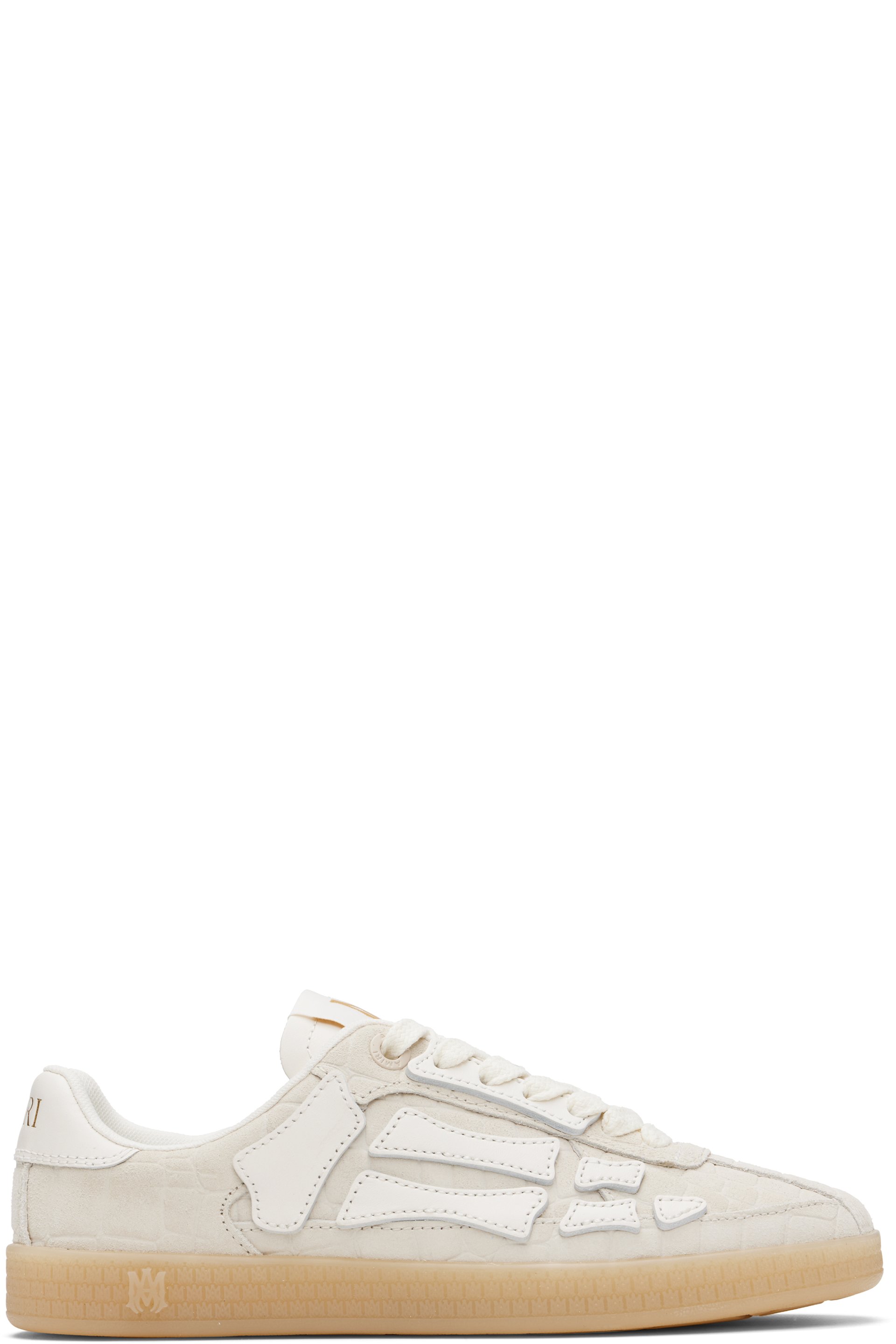 AMIRI - Baskets Pacific blanc cassé gaufrées façon croco à appliqués d'os