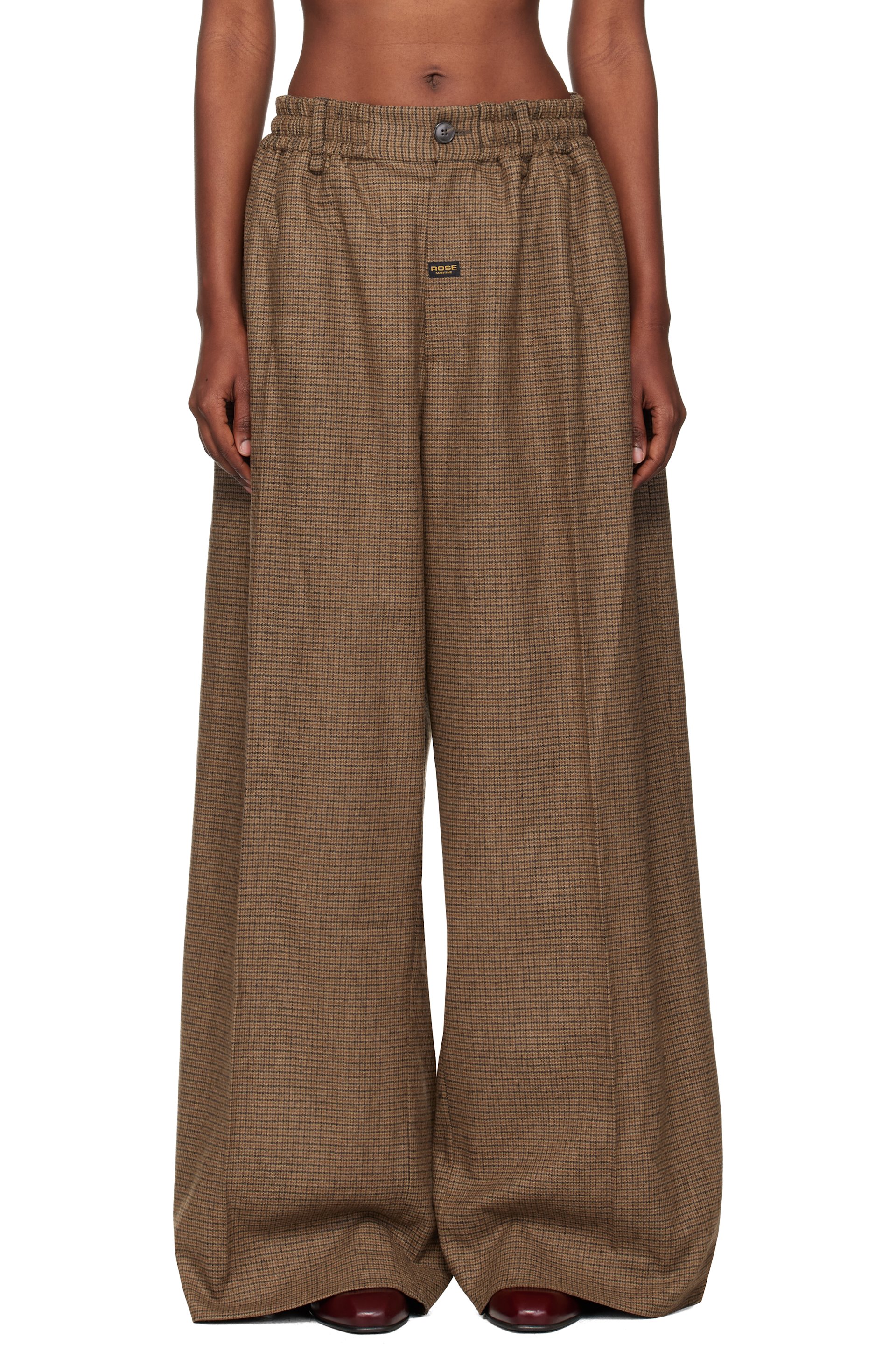 Brown Extreme Wide Leg Tailored Trousers by Martine Rose on Sale