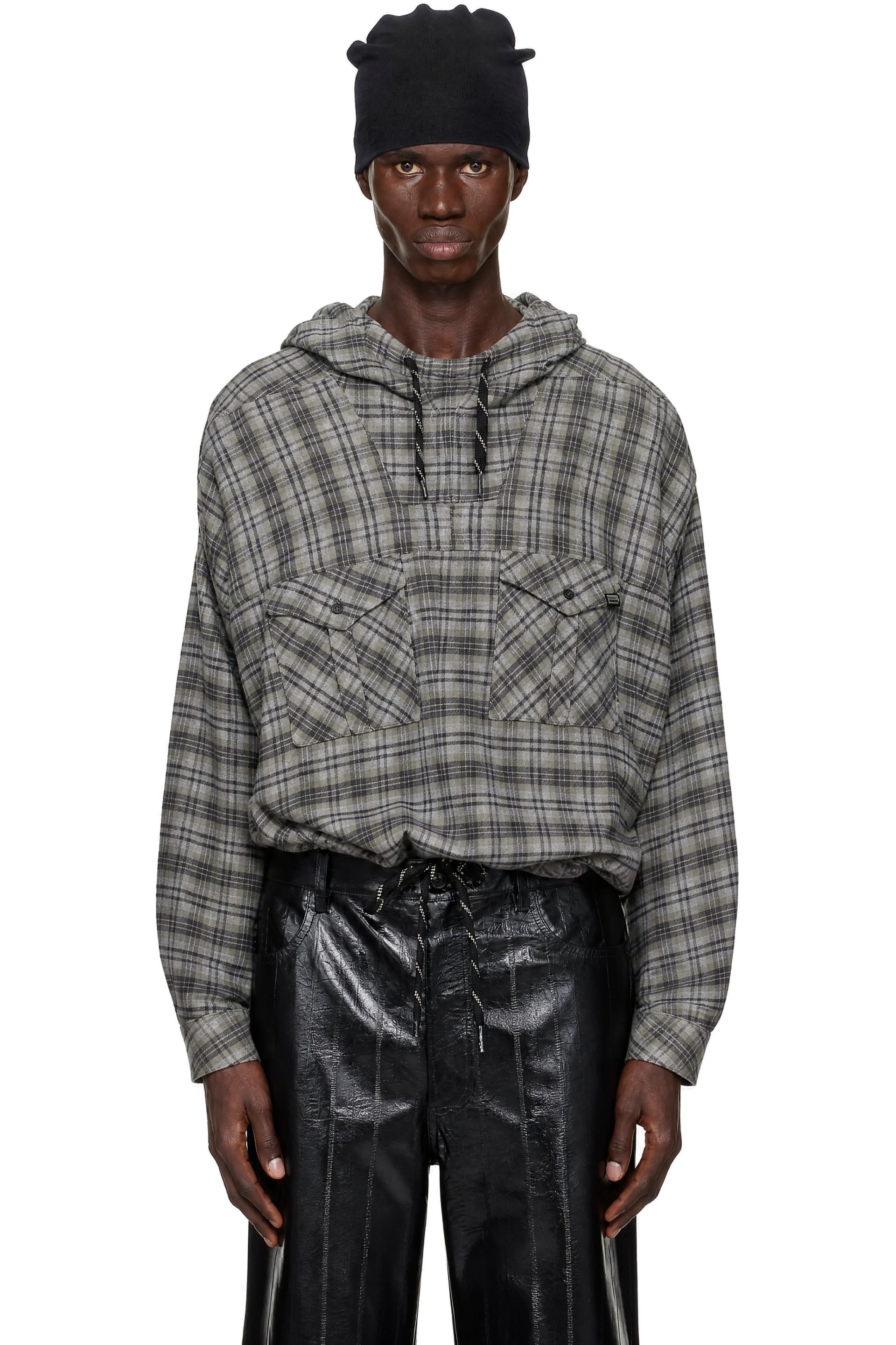 Martine Rose - 灰色 Check Shirt 连帽衫