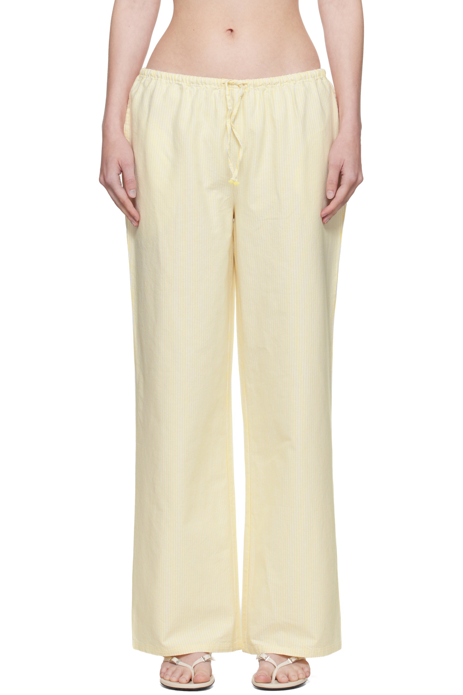 GUIZIO - Pantalon de détente jaune à rayures