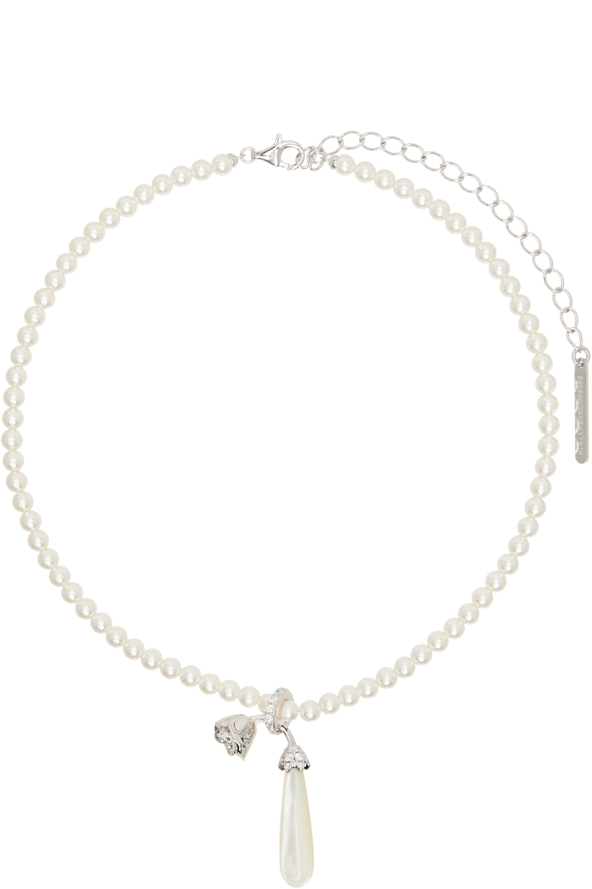 SHUSHU/TONG - Collier à perles artificielles et à pendentif de rose édition YVMIN