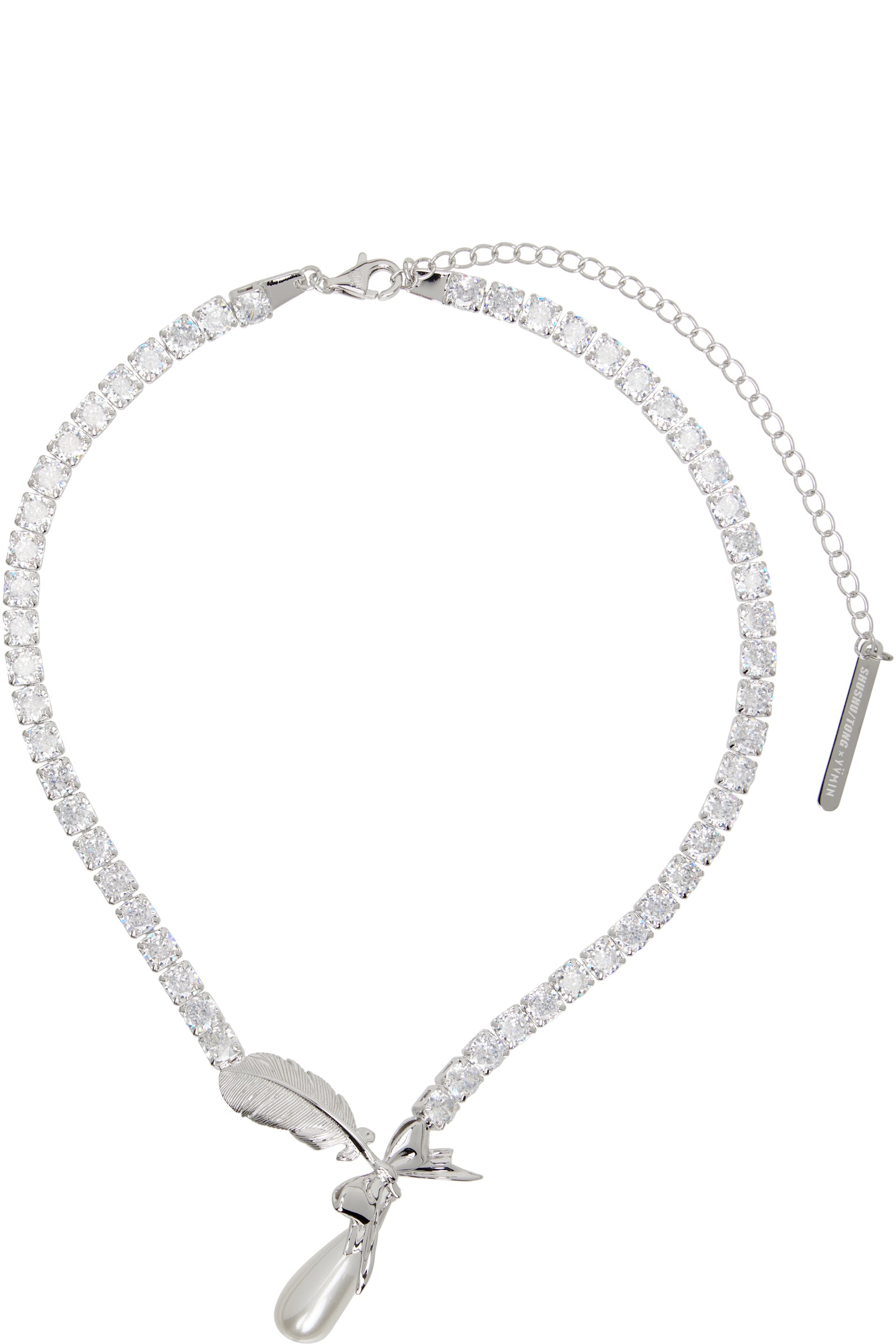 SHUSHU/TONG: YVMIN Edition Teardrop Zircon Feather Necklace