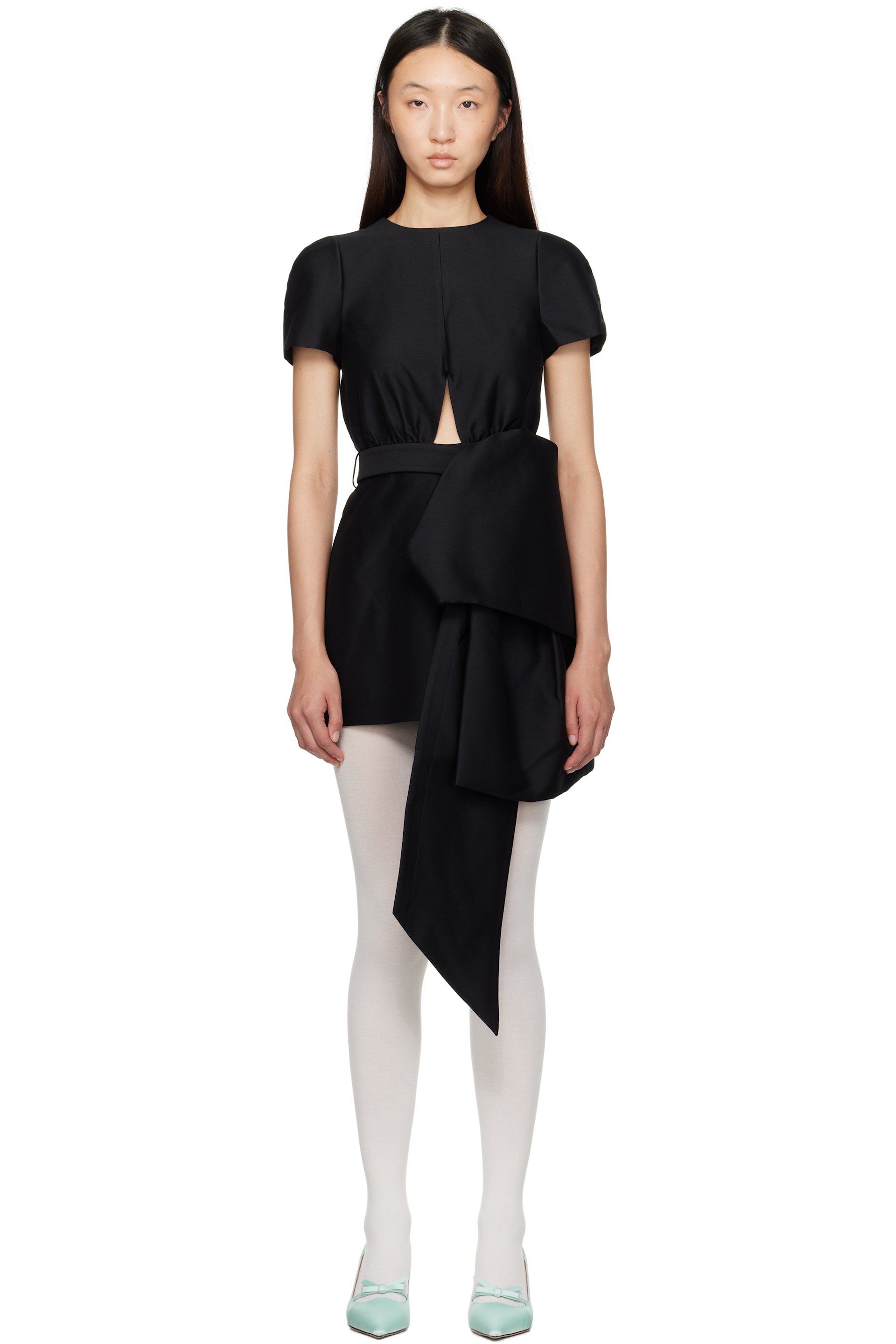 SHUSHU/TONG - Robe courte noire à boucle décorative