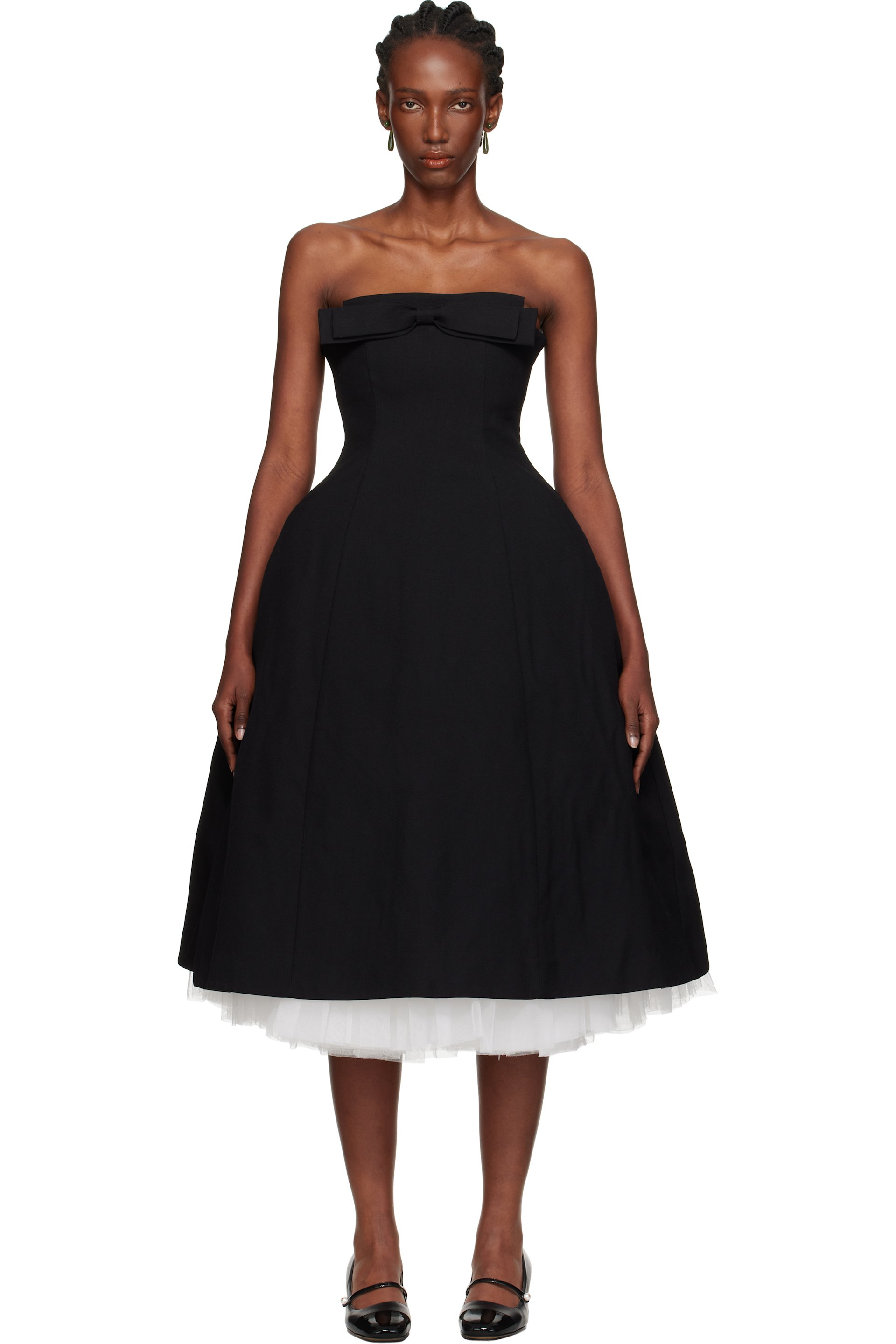SHUSHU/TONG - Robe midi à haut de style bandeau noire à boucle