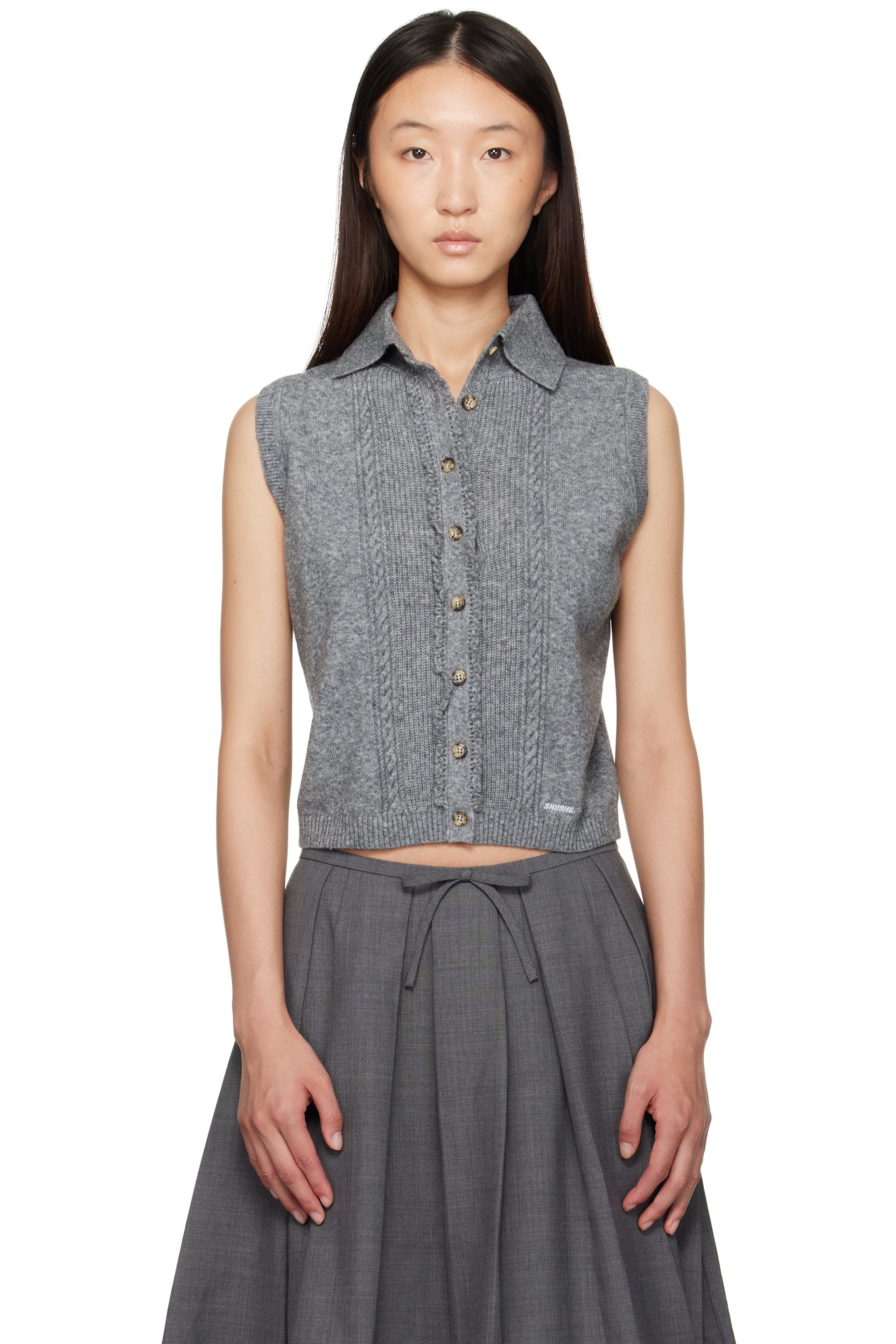 SHUSHU/TONG - Cardigan sans manches gris