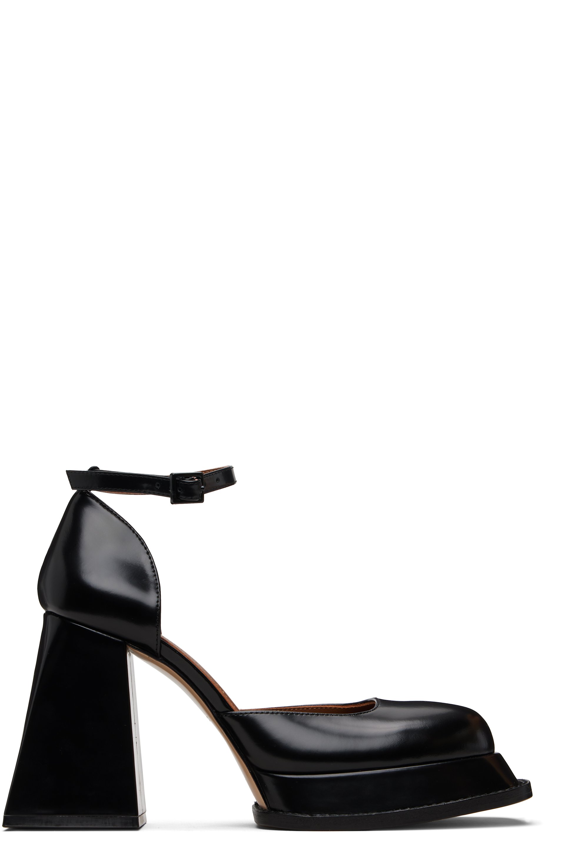 SHUSHU/TONG - Chaussures à talon noires à bout rond et à bride