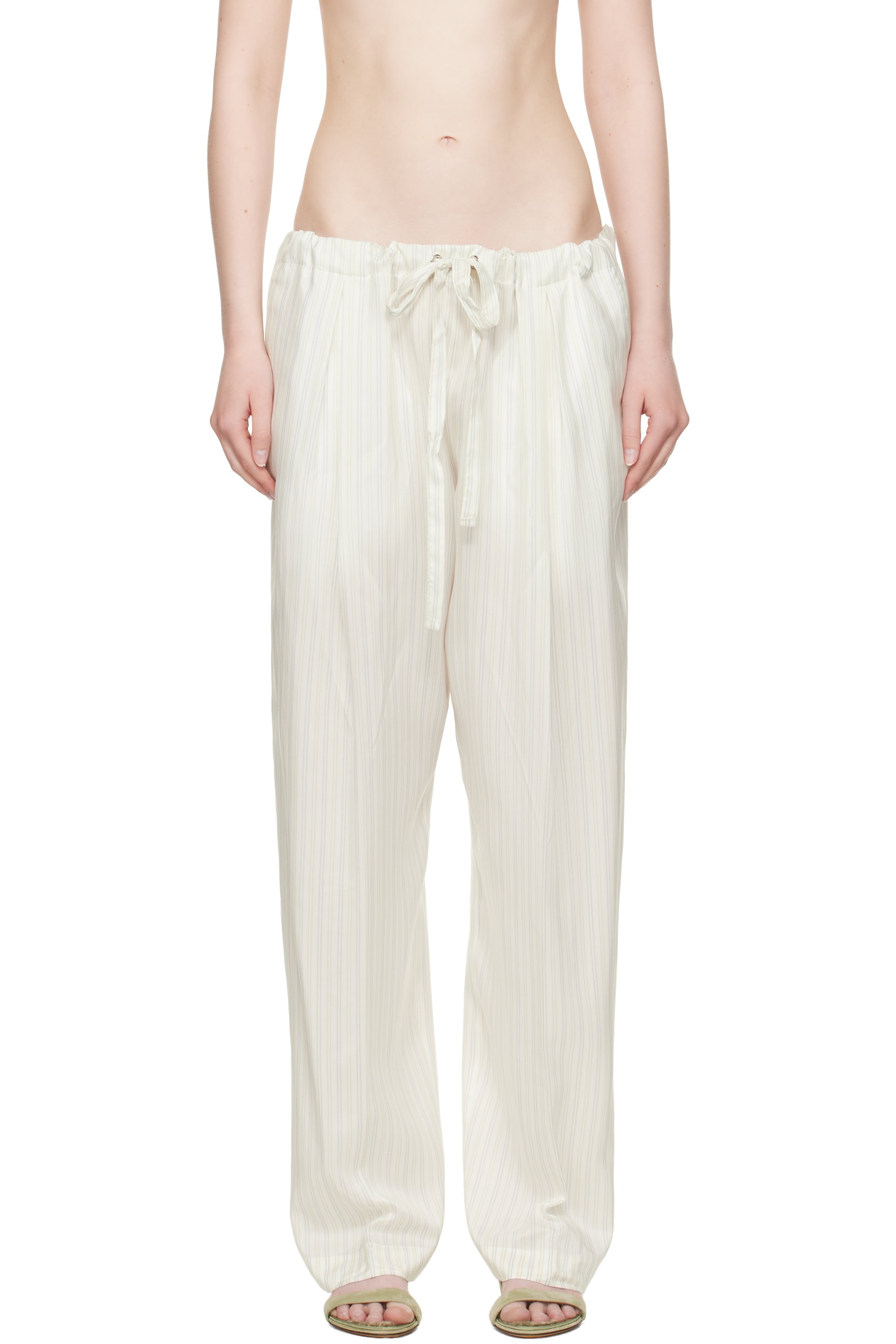 KHAITE - Pantalon Trenton blanc cassé