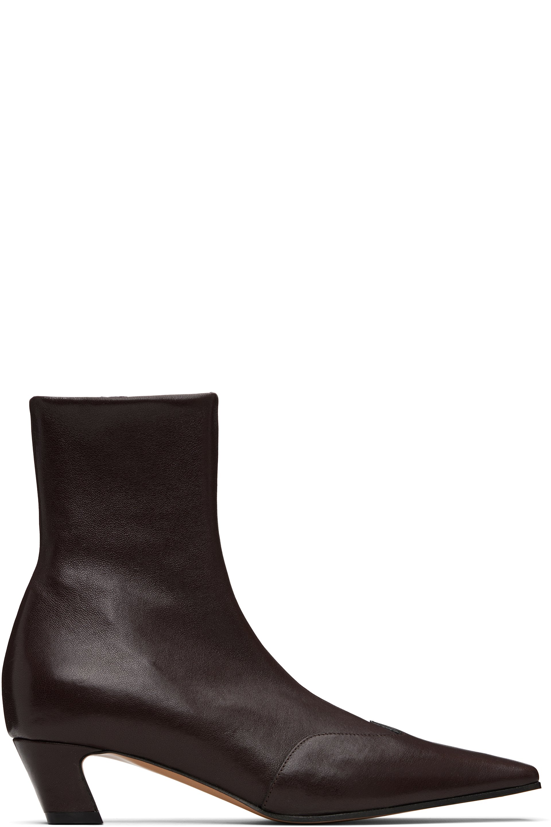 KHAITE - Bottines Nevada brunes en cuir extensible