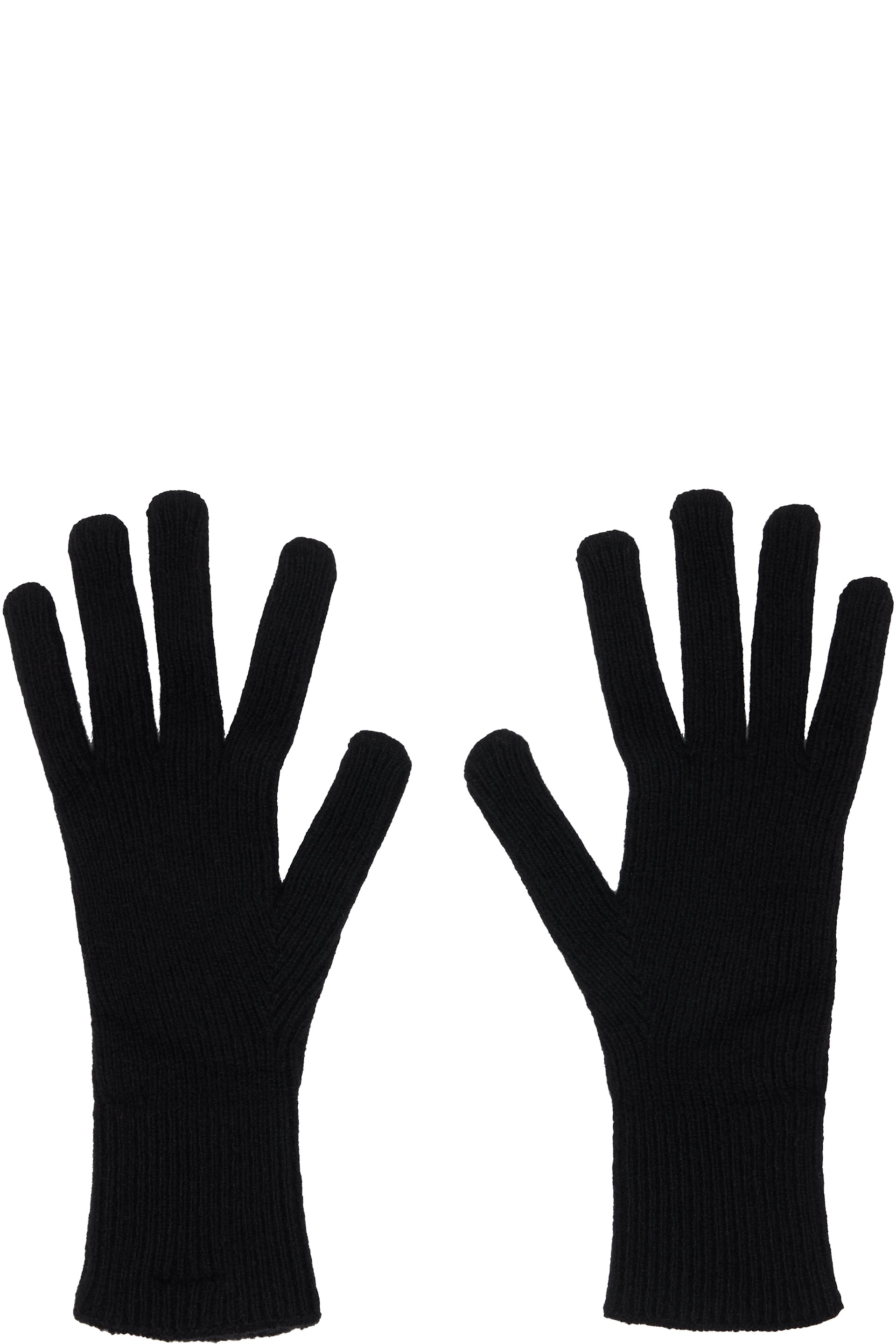 Baserange - Gants noirs en tricot côtelé