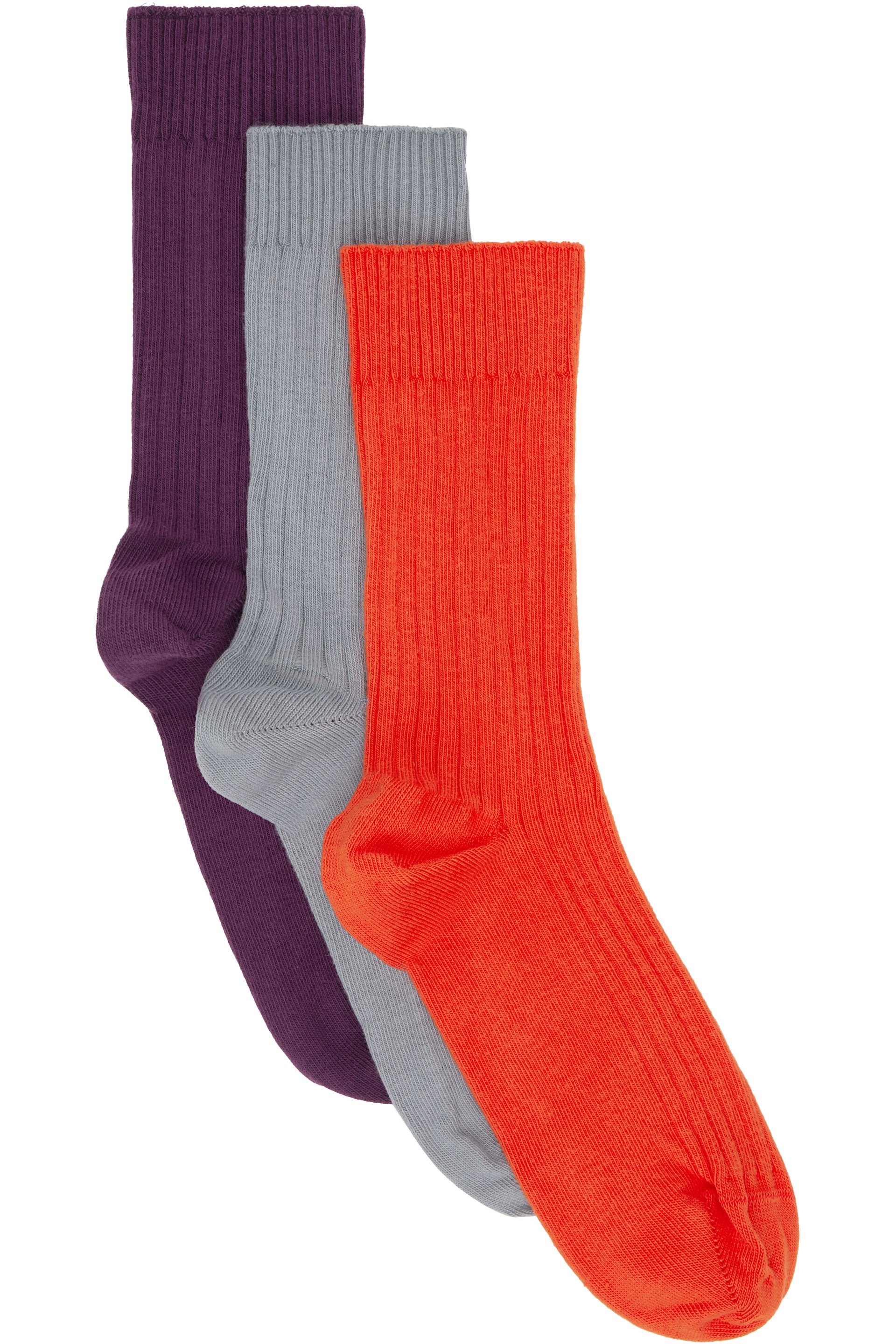 Baserange - Ensemble de trois paires de chaussettes hauteur mollet multicolore en tricot côtelé