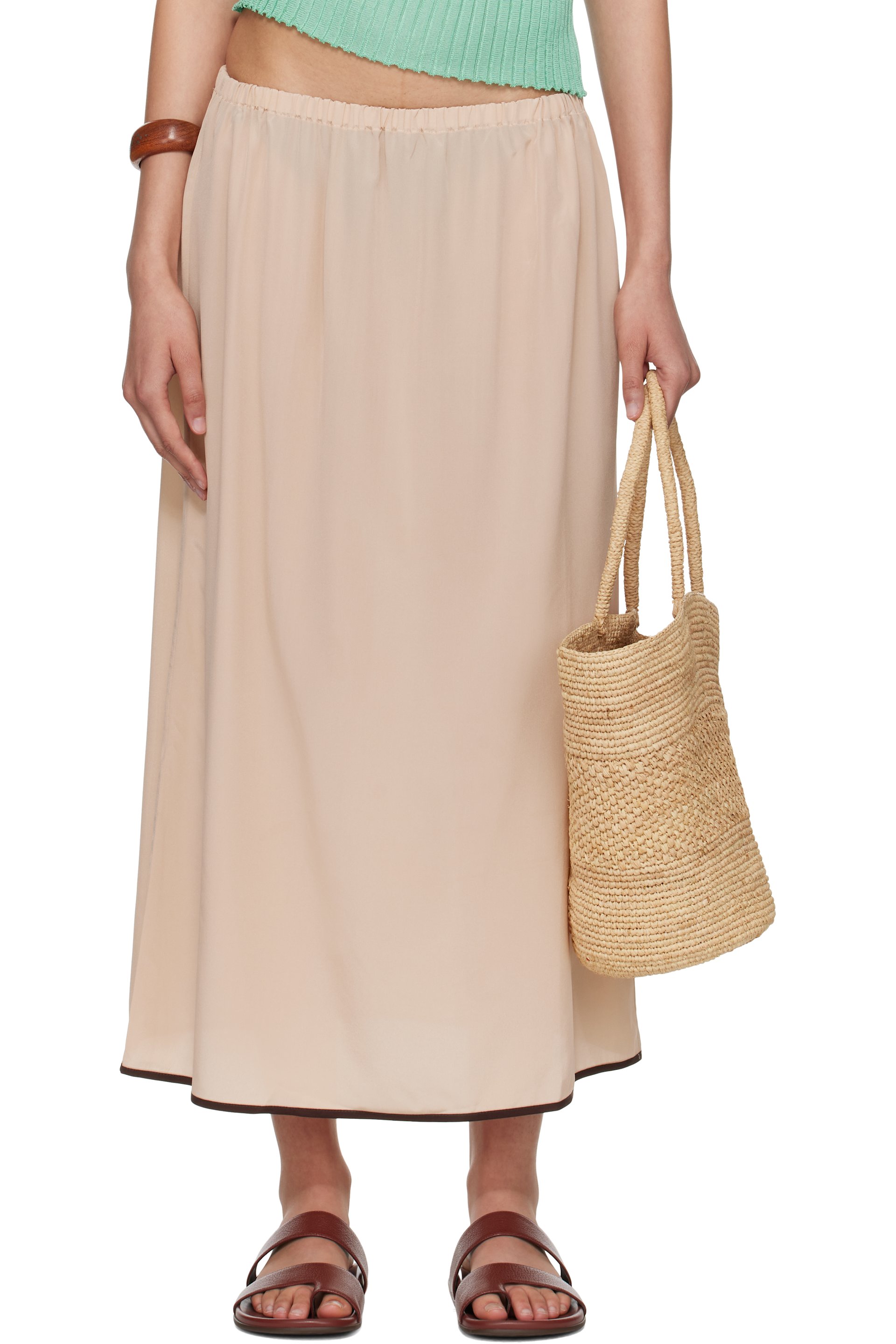 Baserange - Jupe longue rose en soie exclusive à SSENSE
