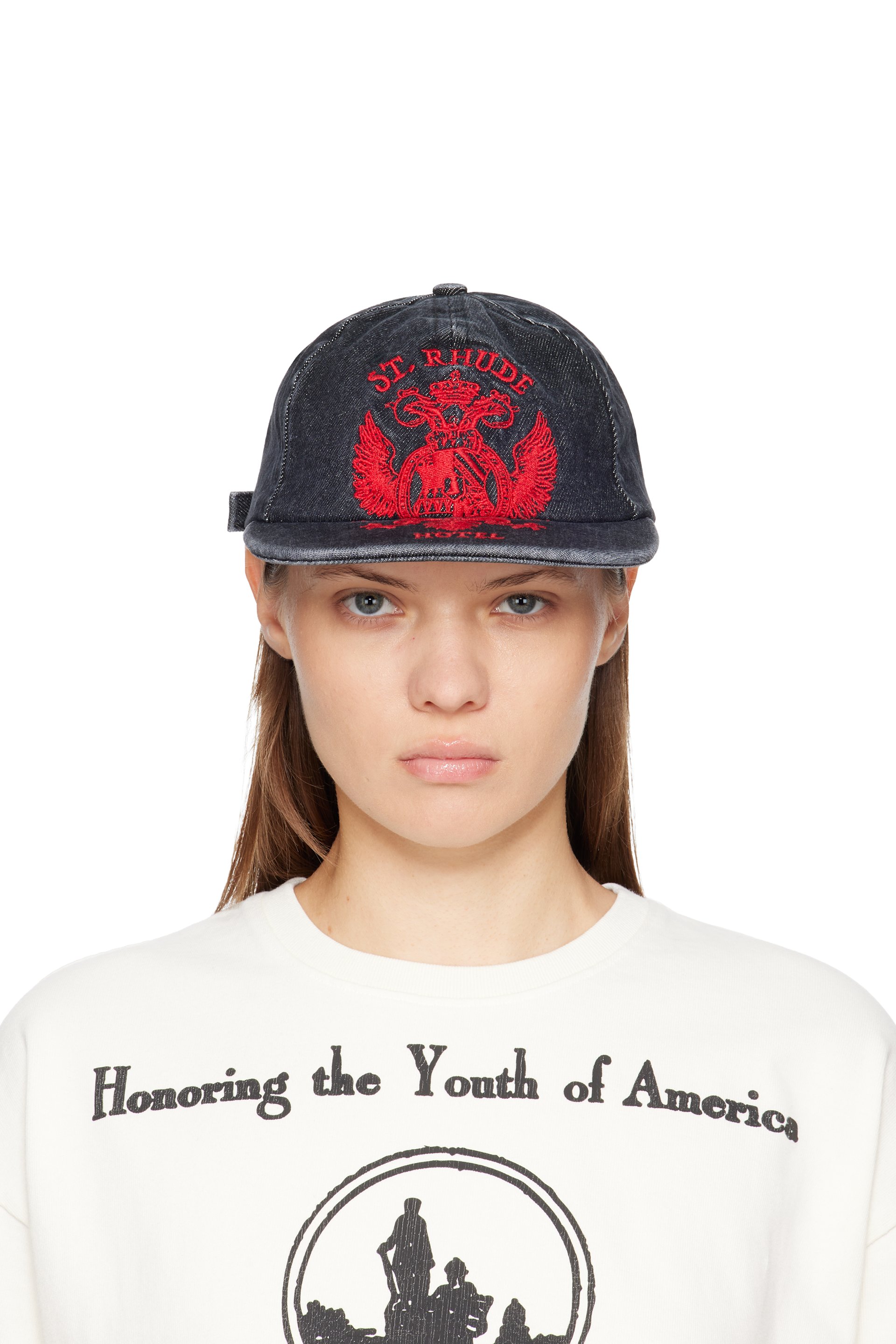 Rhude - Black St. Rhude Seal Curved Brim Denim Cap