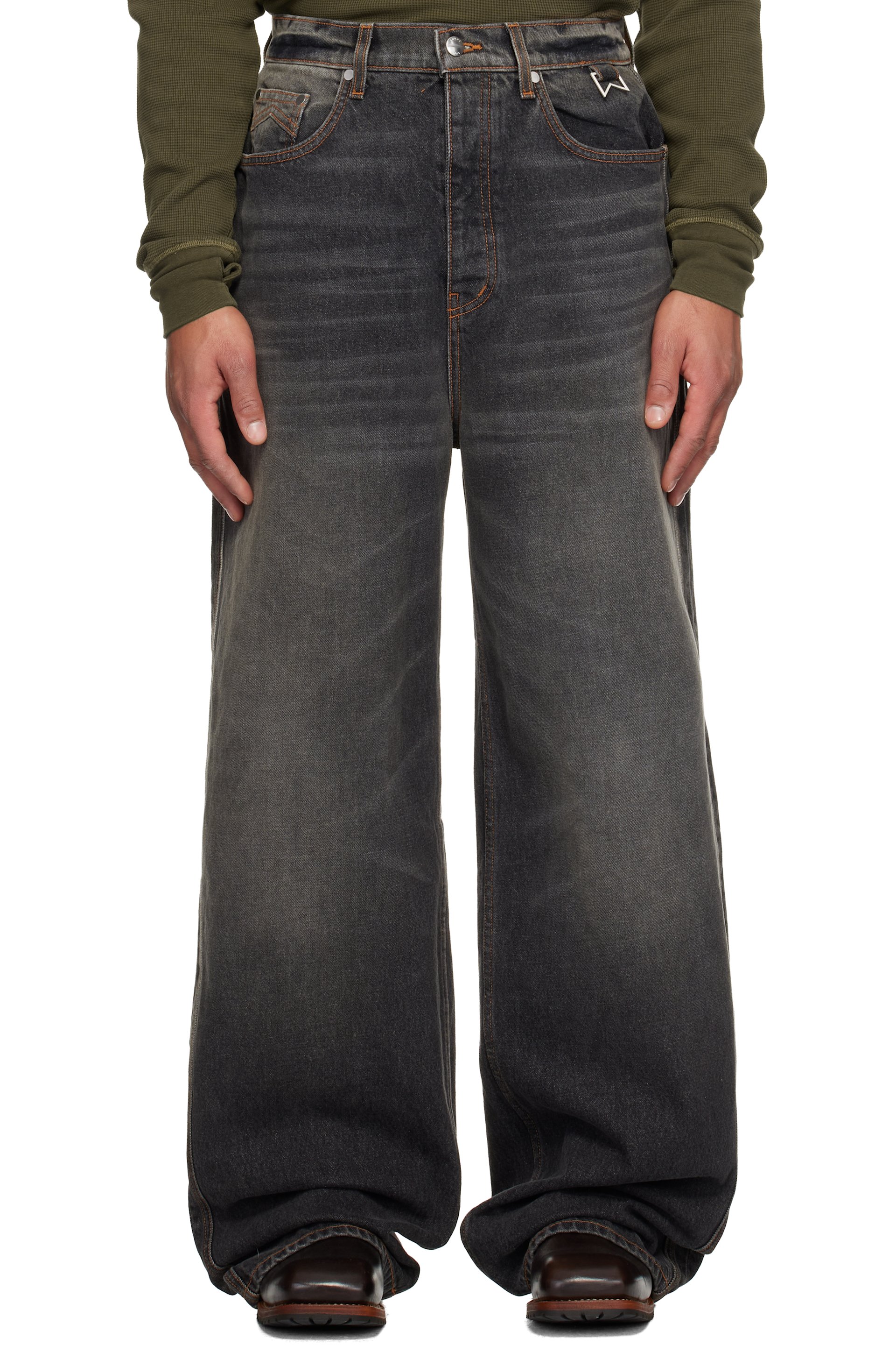 Rhude - Gray Wide Leg Traxedo Jeans