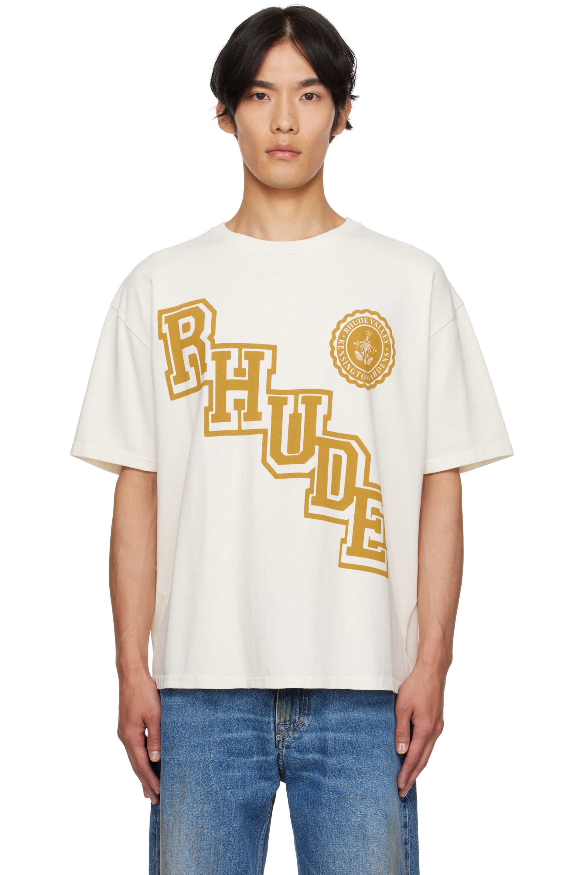 Rhude - Off-White 'Rhude' Collegiate Crest T-shirt