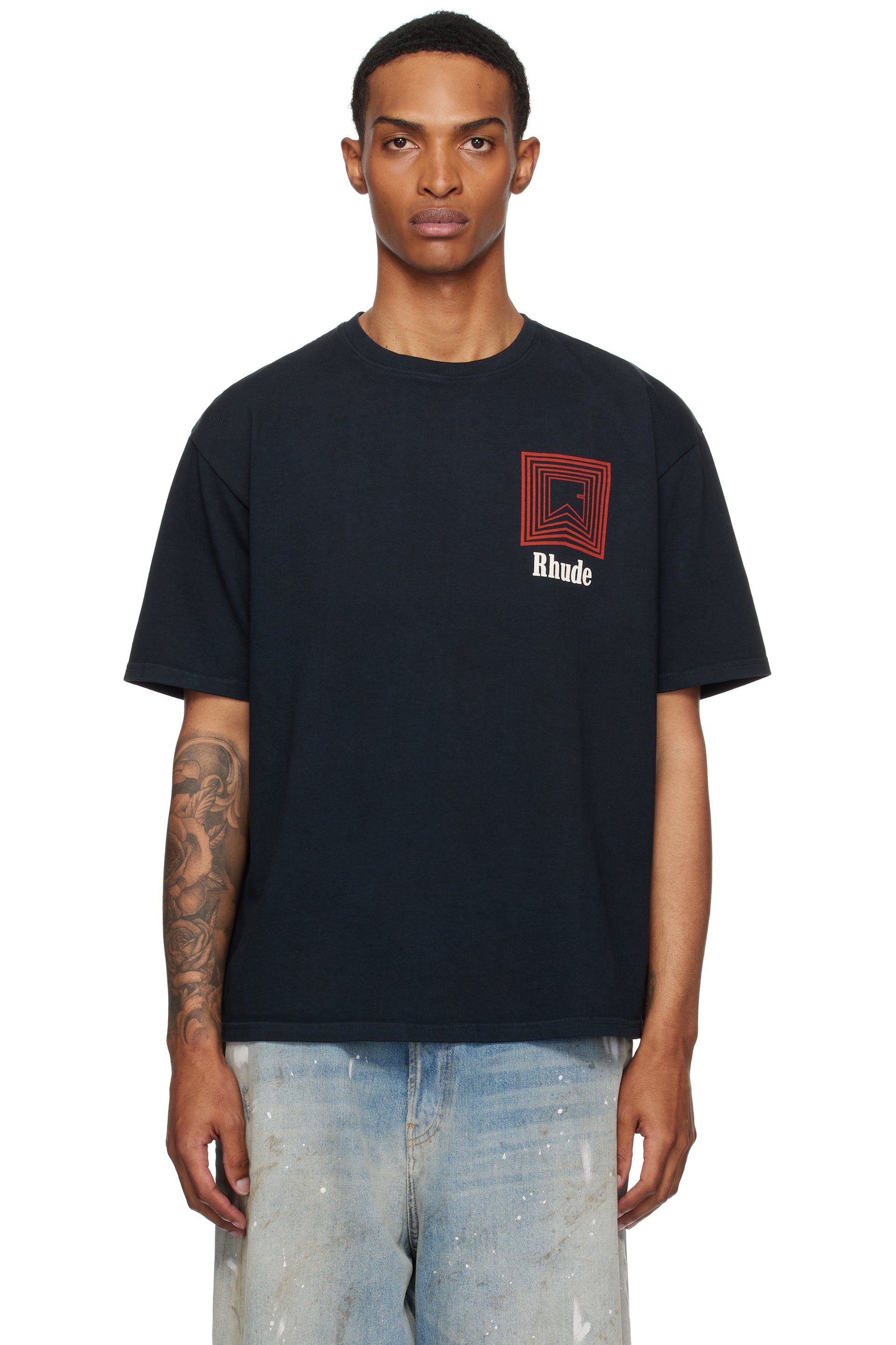 Rhude - Black Chevron Logo Repeat T-shirt