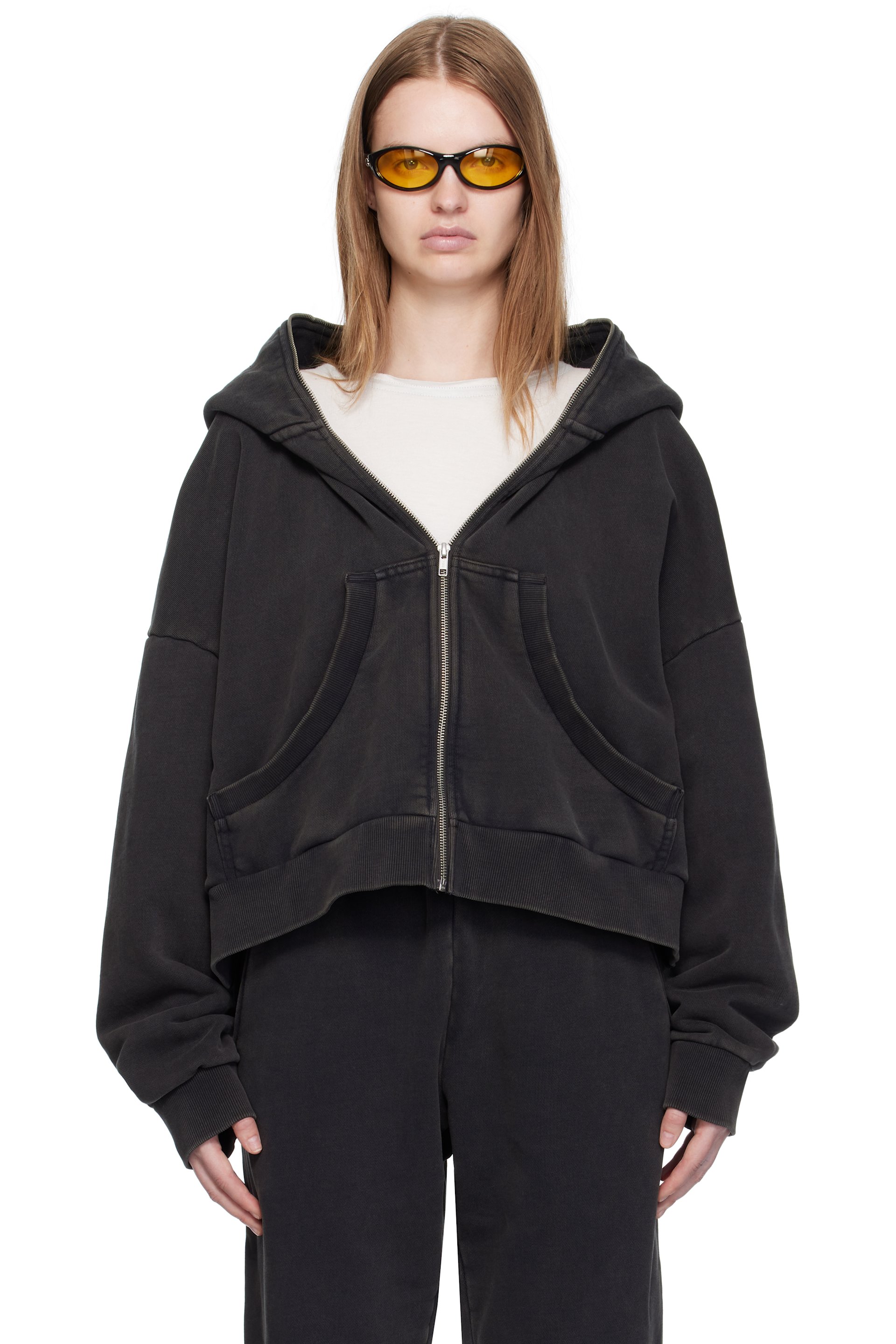 Entire Studios - Pull à capuche noir à glissière prolongée