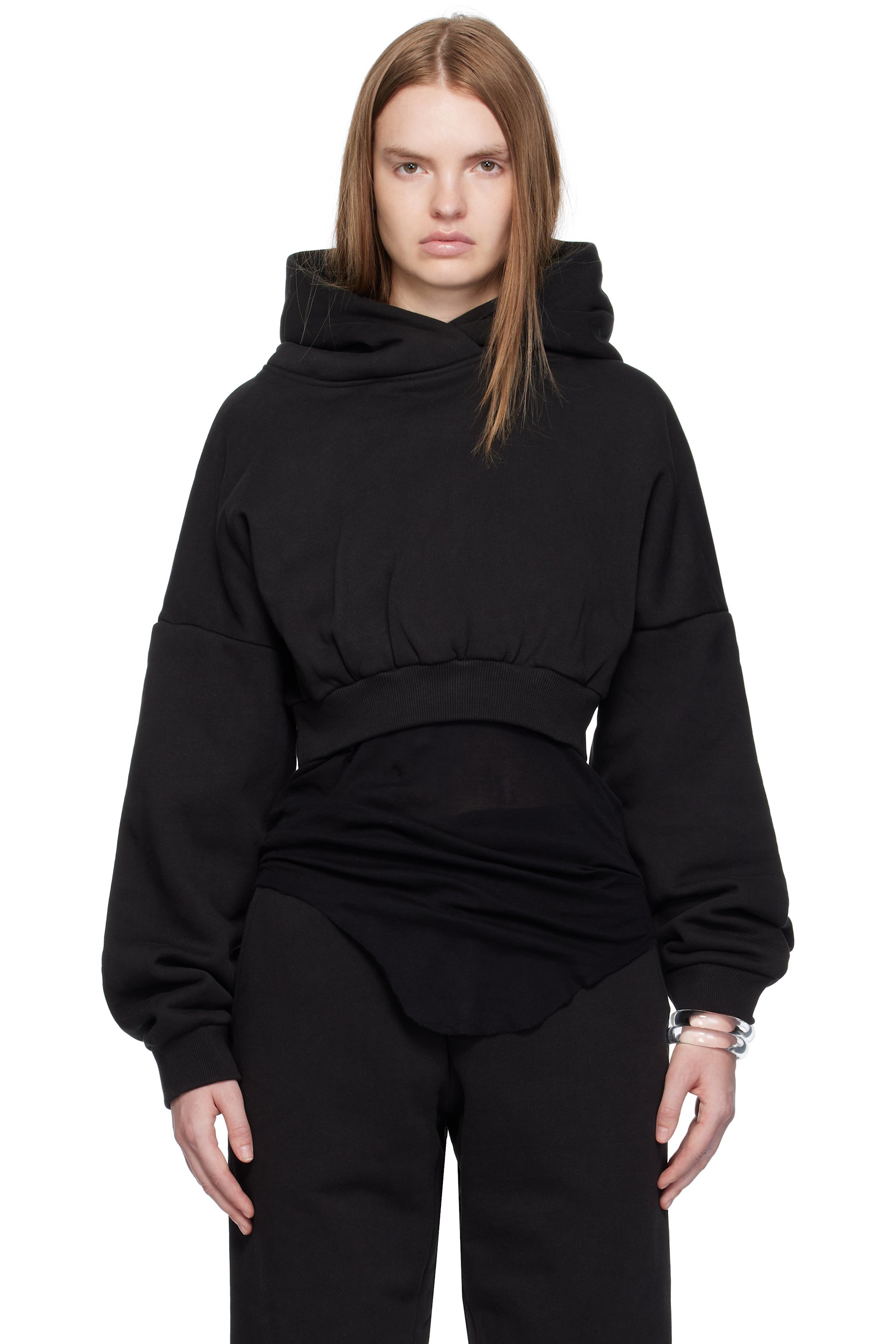 Entire Studios - Pull à capuche écourté épais noir