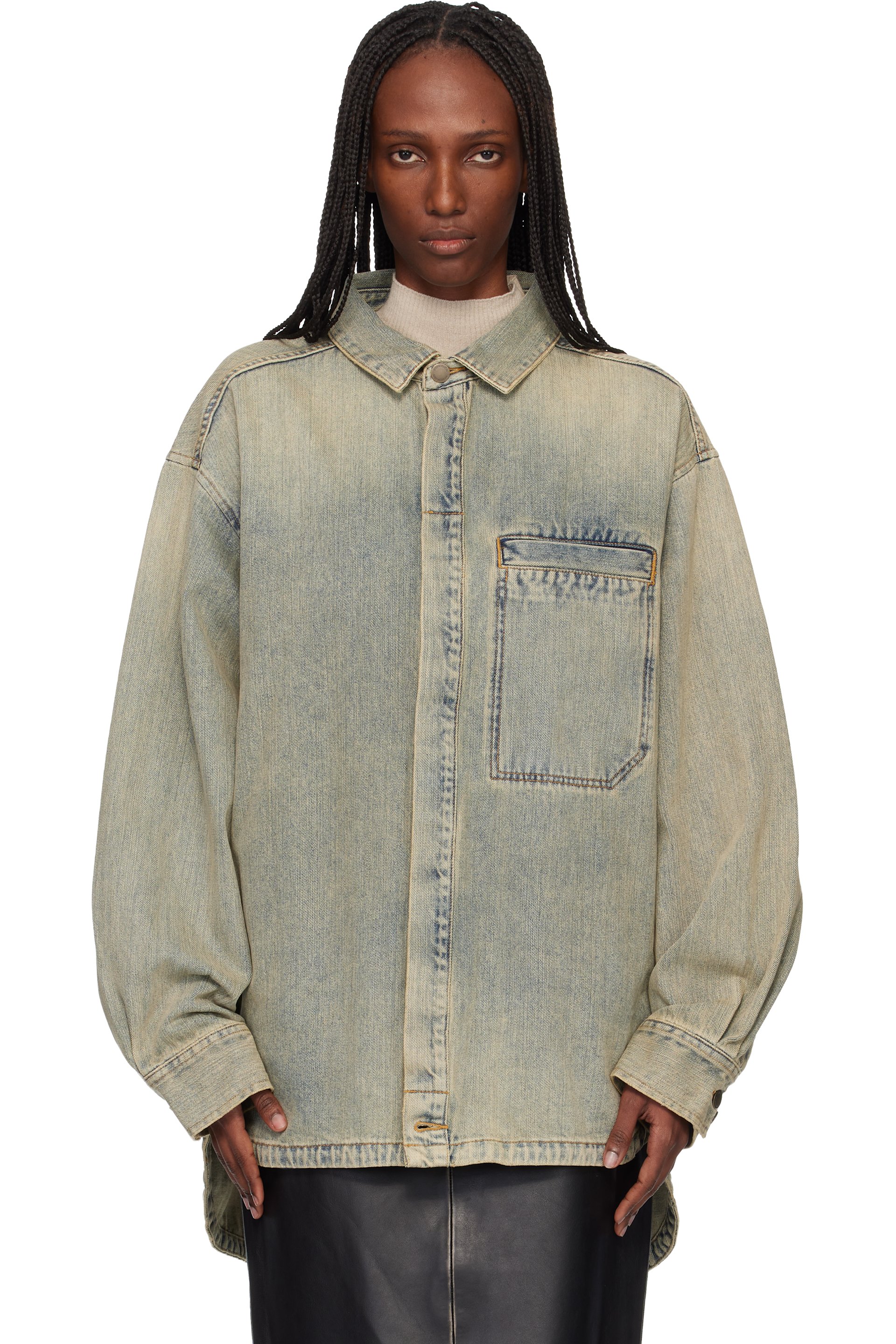 Entire Studios - Chemise Herculean bleue en denim