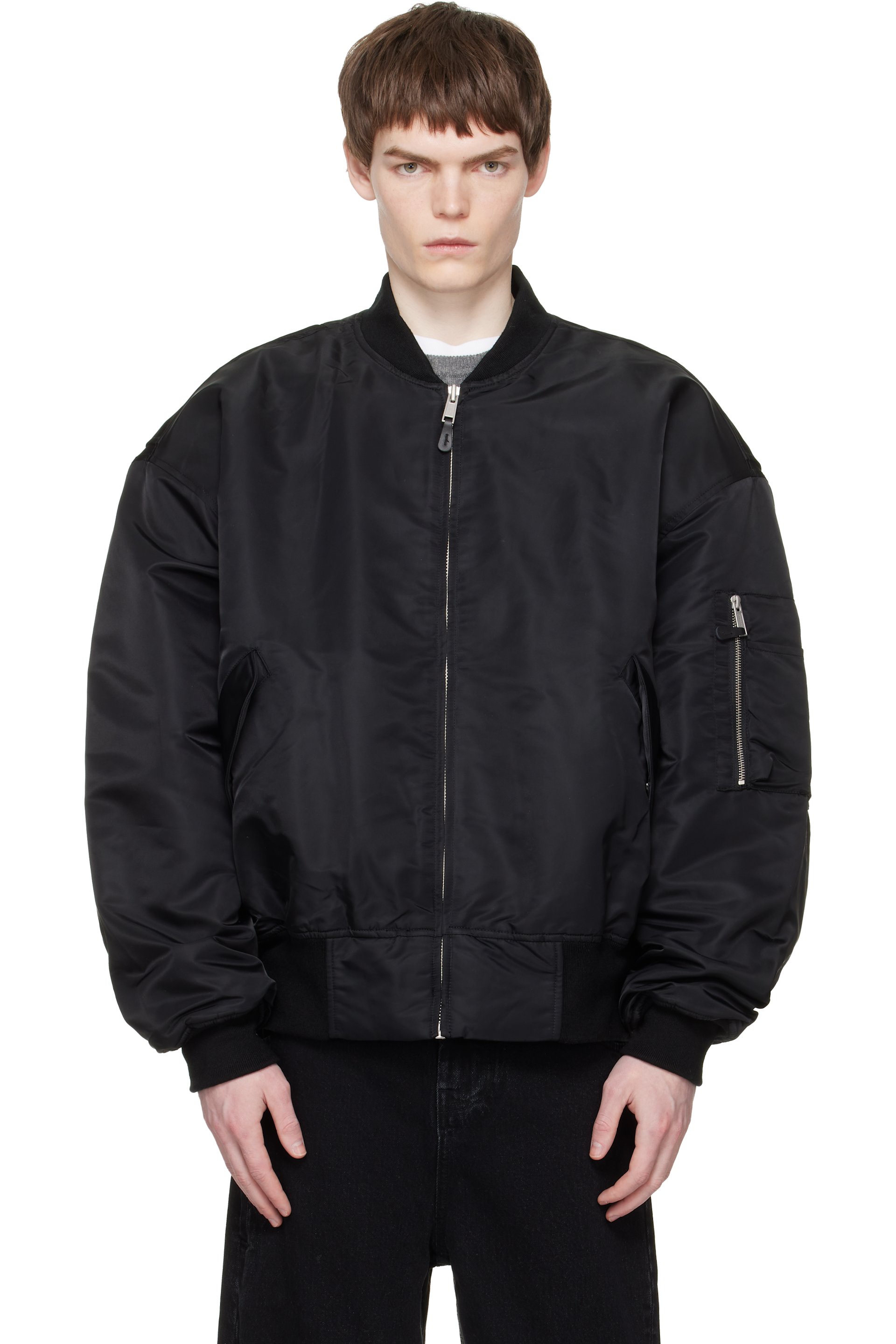 BELVET Faded MA-1 Bomber Jacket/blackグレー Unlikely Reversible MA