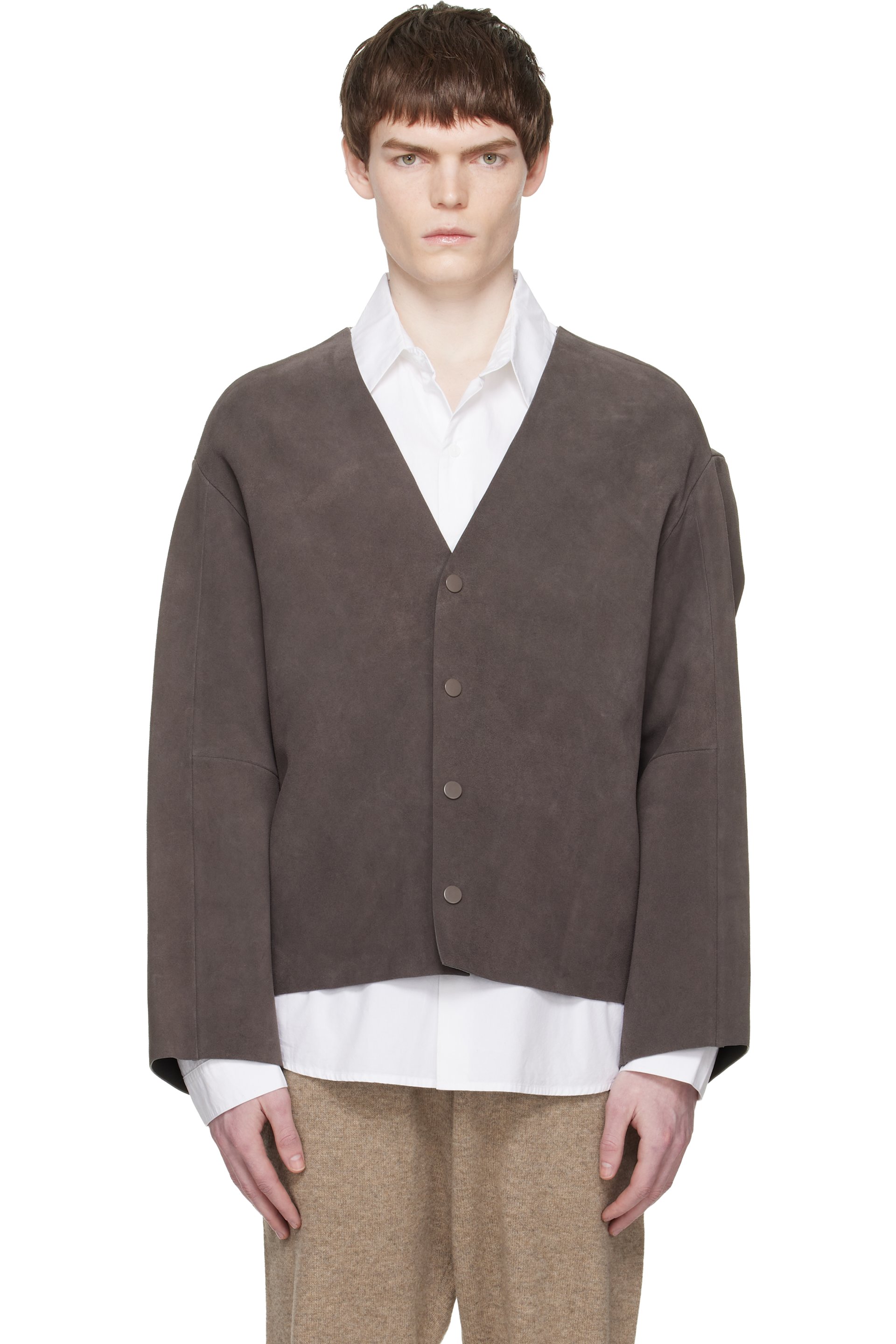 Entire Studios - Taupe Minimal Suede Jacket