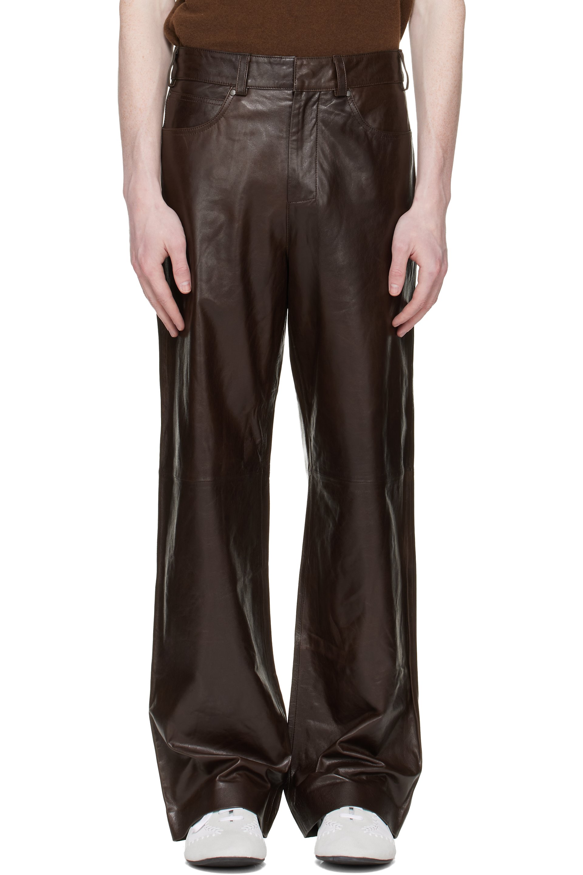 Entire Studios - Brown Straight Leg Leather Pants
