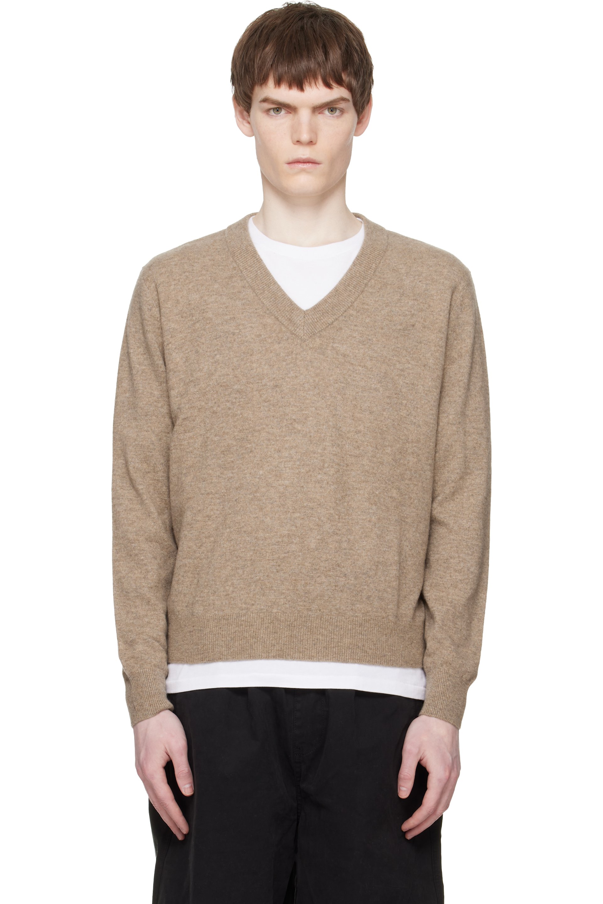 Entire Studios - Beige Knit V Neck Sweater