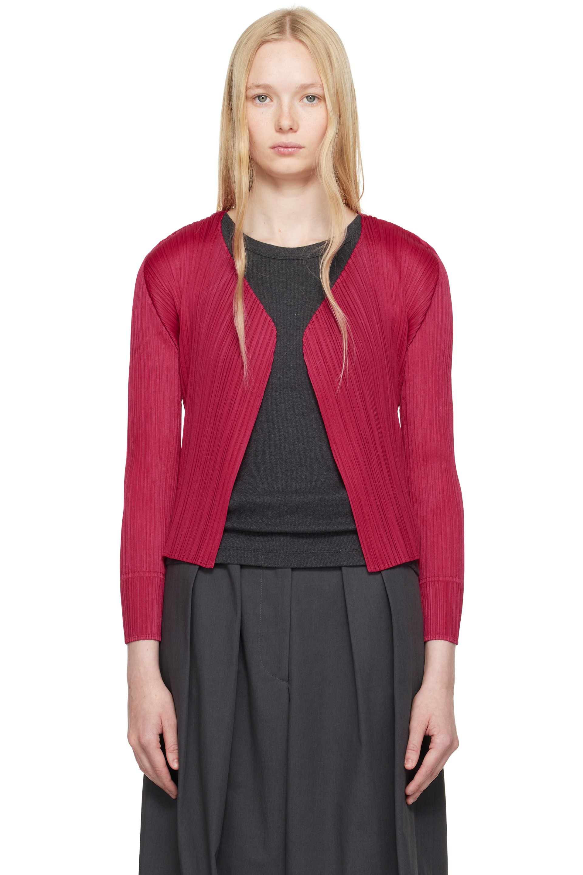 PLEATS PLEASE ISSEY MIYAKE - Cardigan rose - NEW COLORFUL BASICS 4