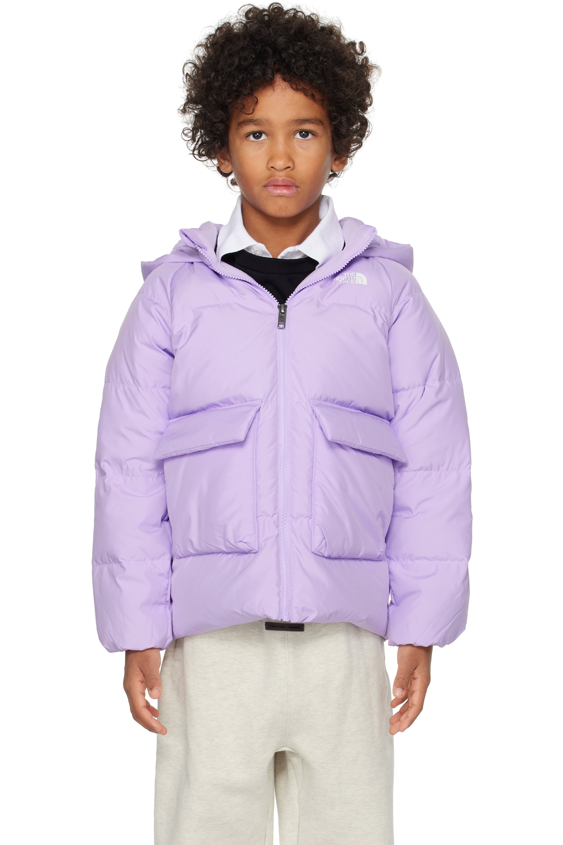 The North Face Kids - Little Kids Purple North Fleece-Lined Down Parka