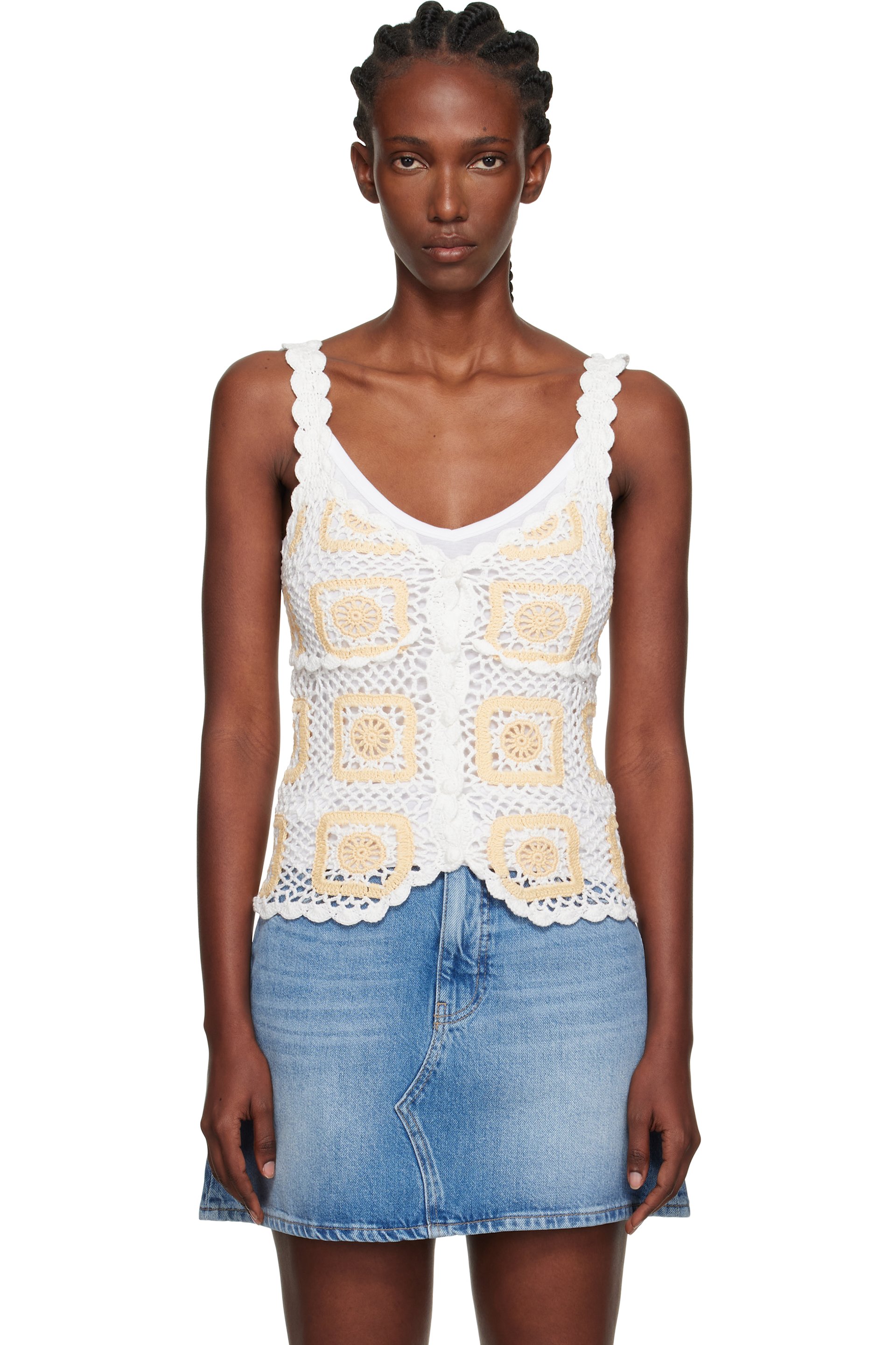 Holzweiler - White Rosie Crochet Tank Top