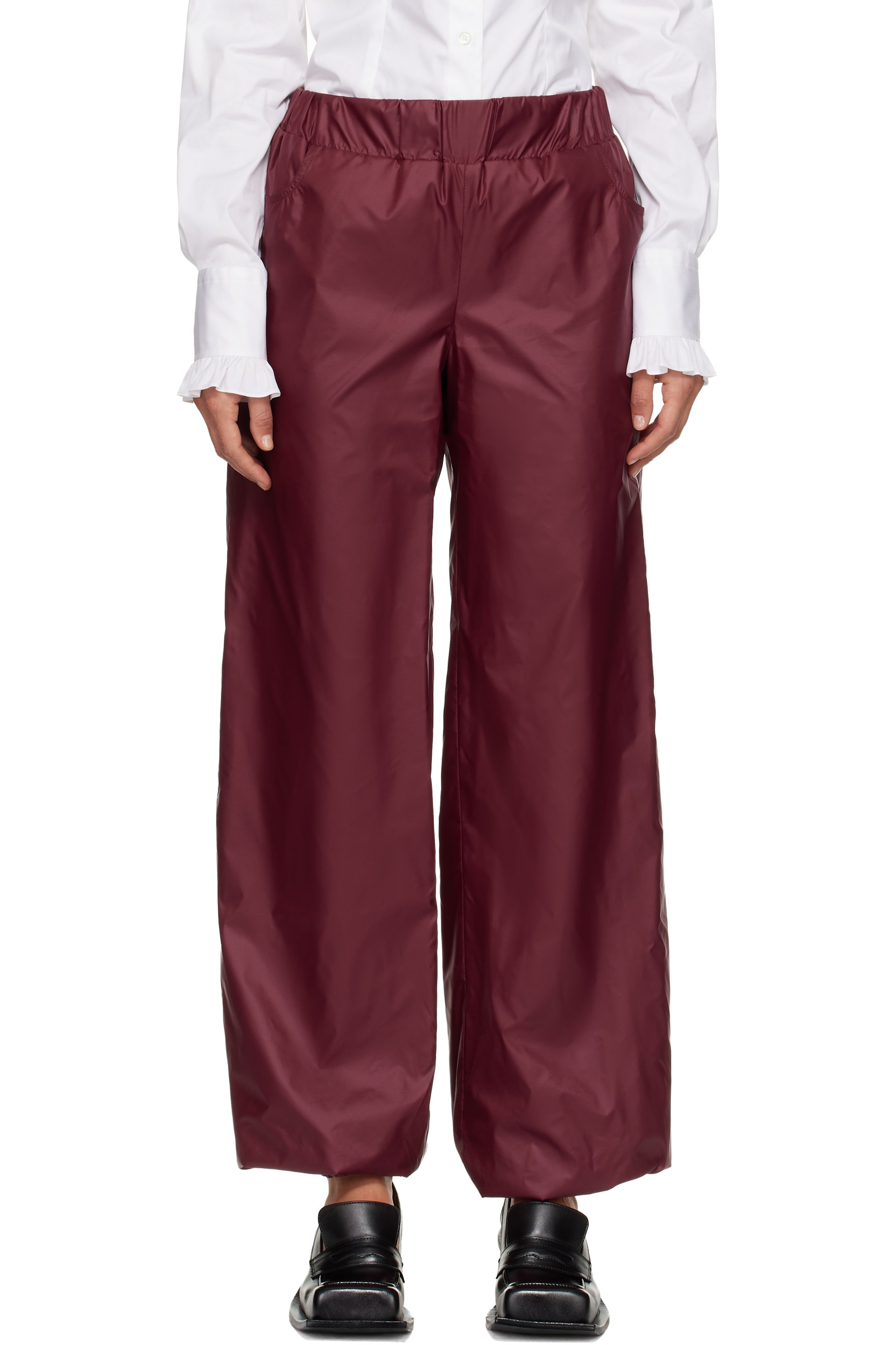 FIDAN NOVRUZOVA - Pantalon Macar bourgogne en nylon