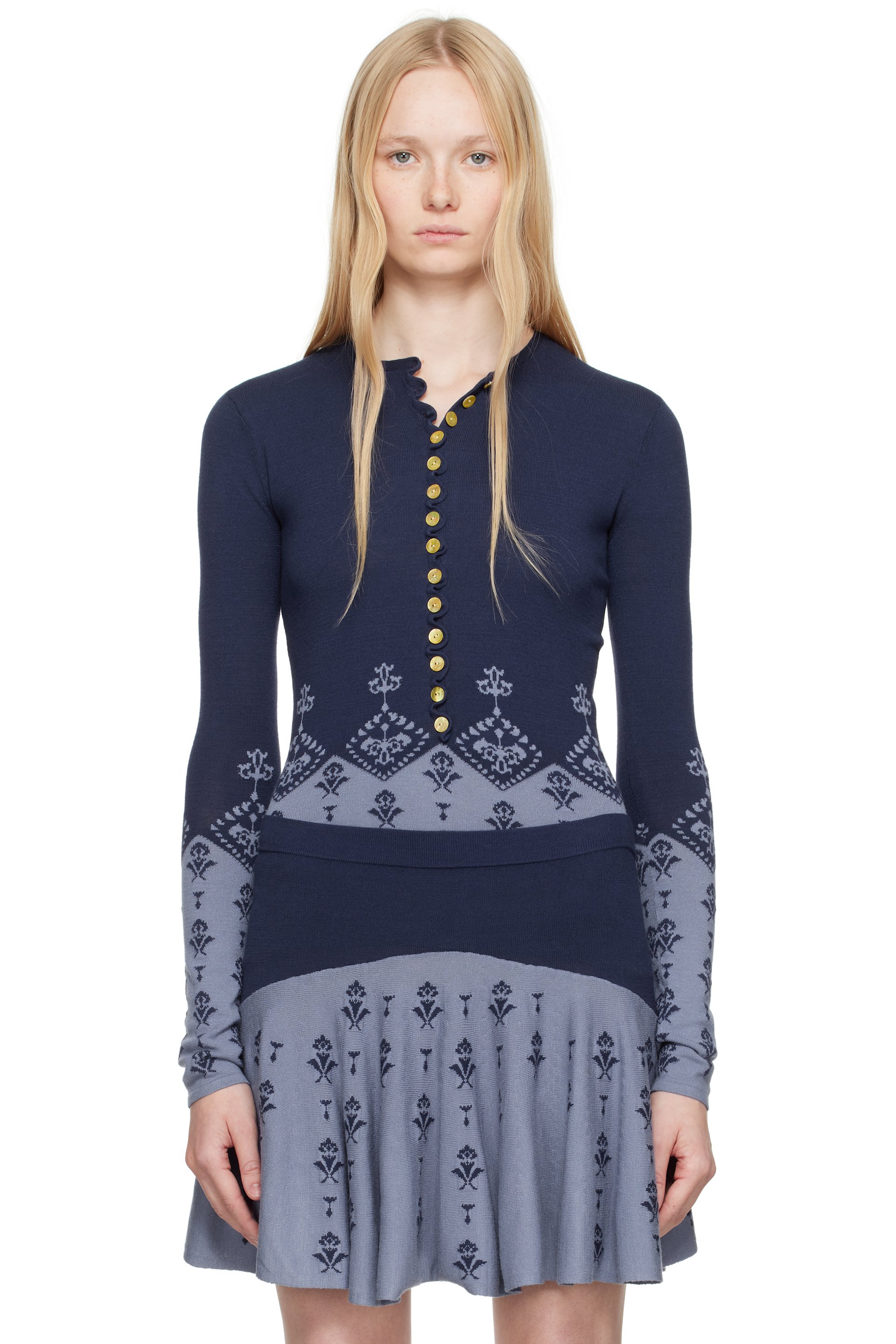 Conner Ives - Henley à manches longues Sock bleu