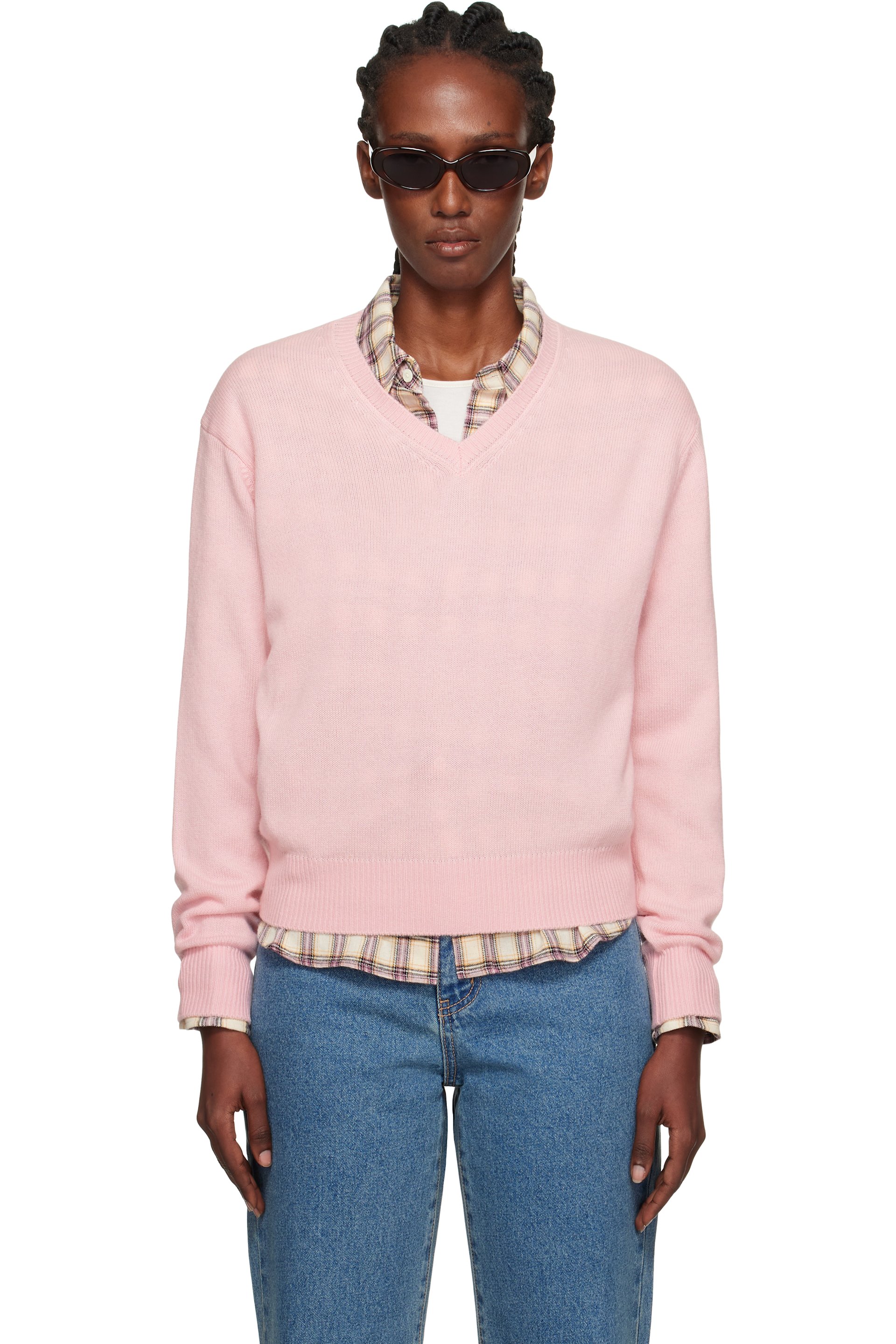 Dunst - Pink Cashmere V-Neck Sweater