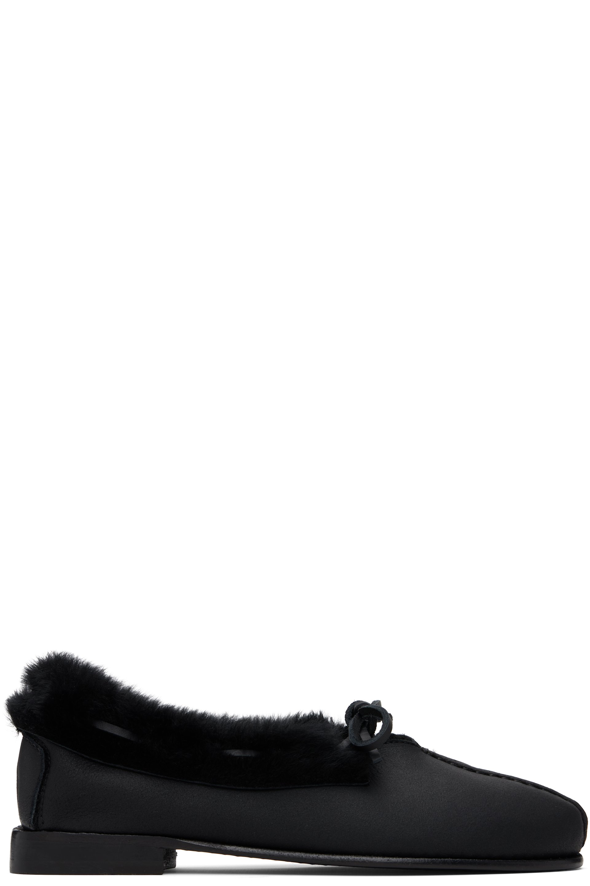 Black Tilla Shearling Loafers by HEREU on Sale