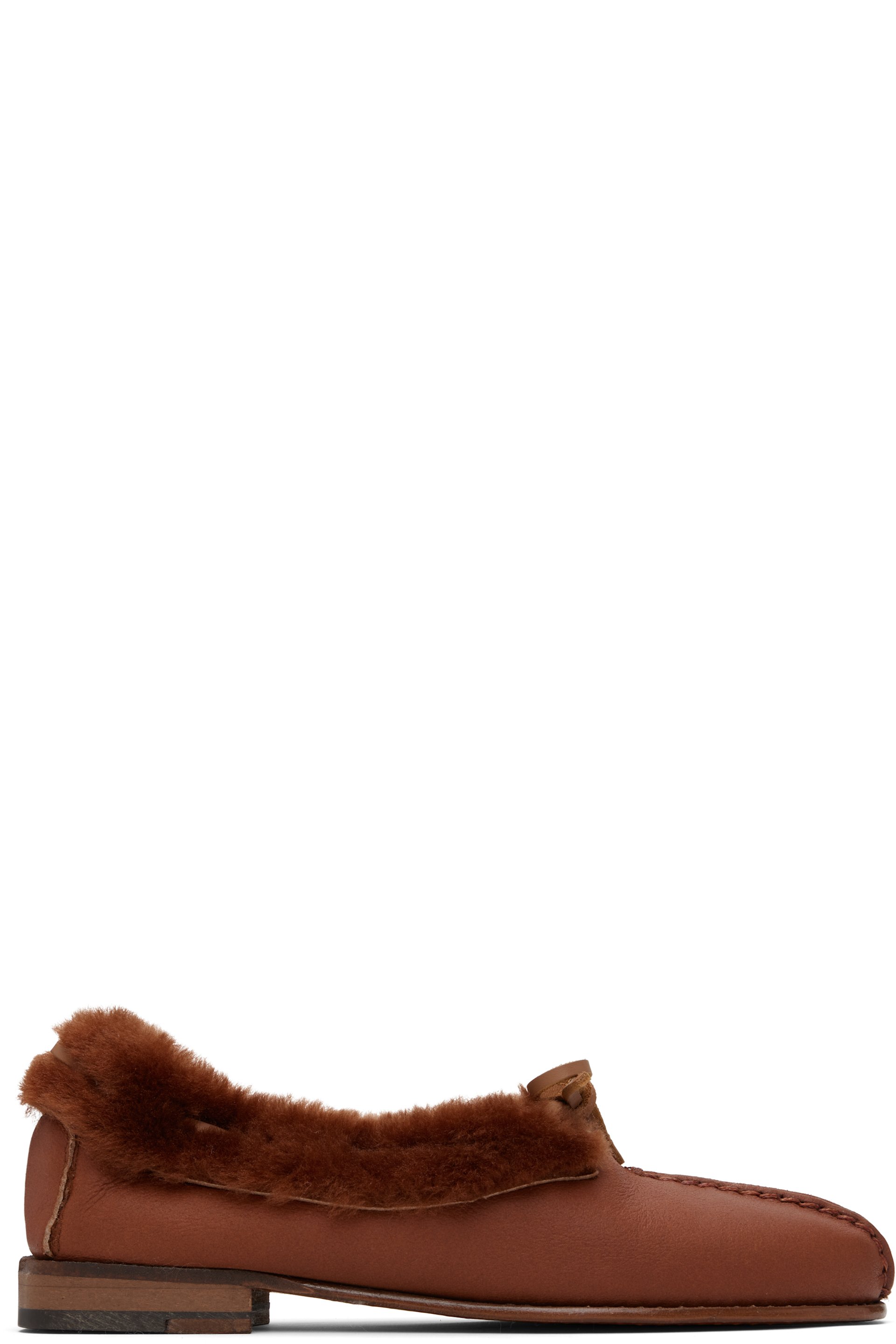 Tan Tilla Shearling Loafers by HEREU on Sale