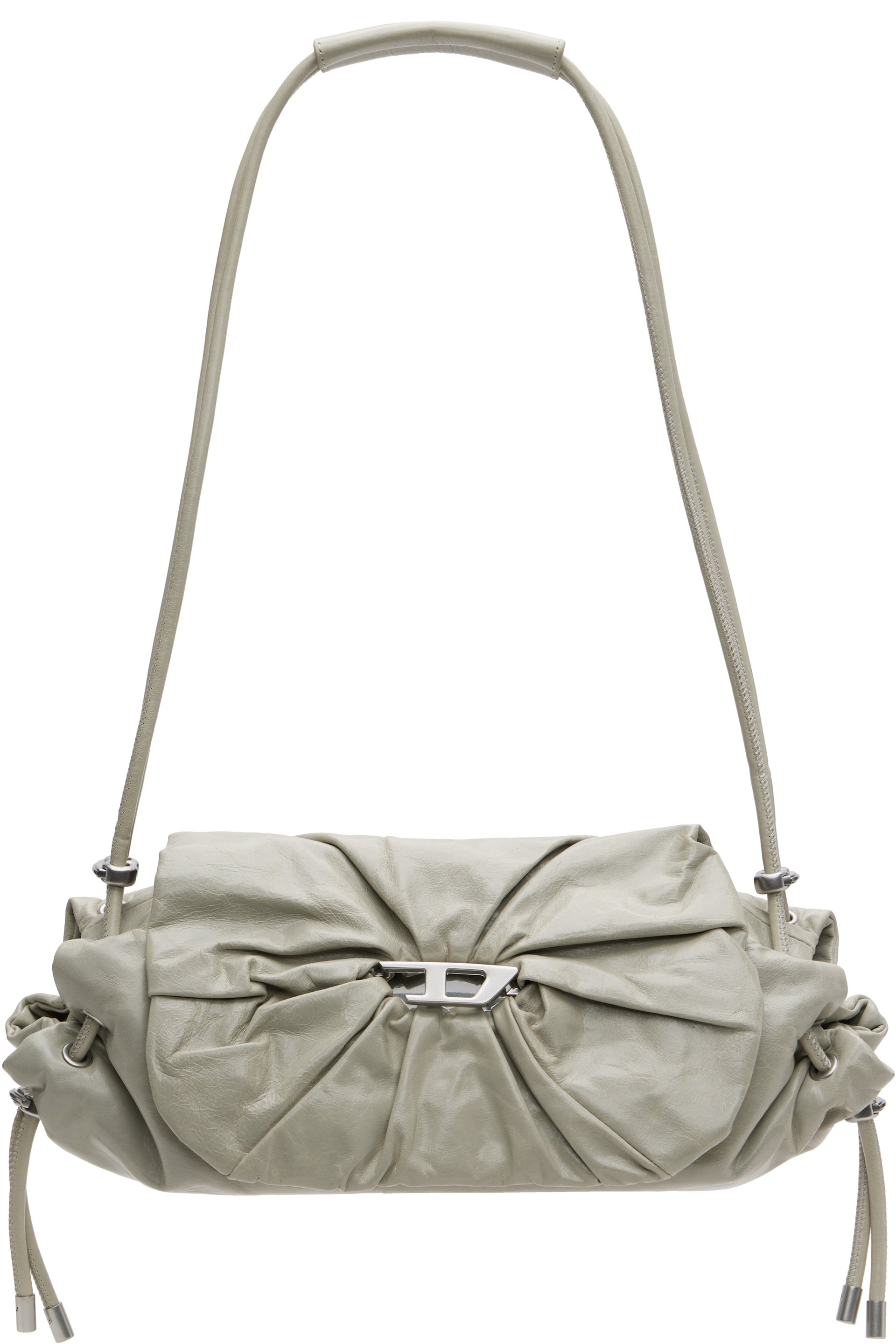 Diesel - Petit sac porté épaule beige à fronces et à ferrure à logo