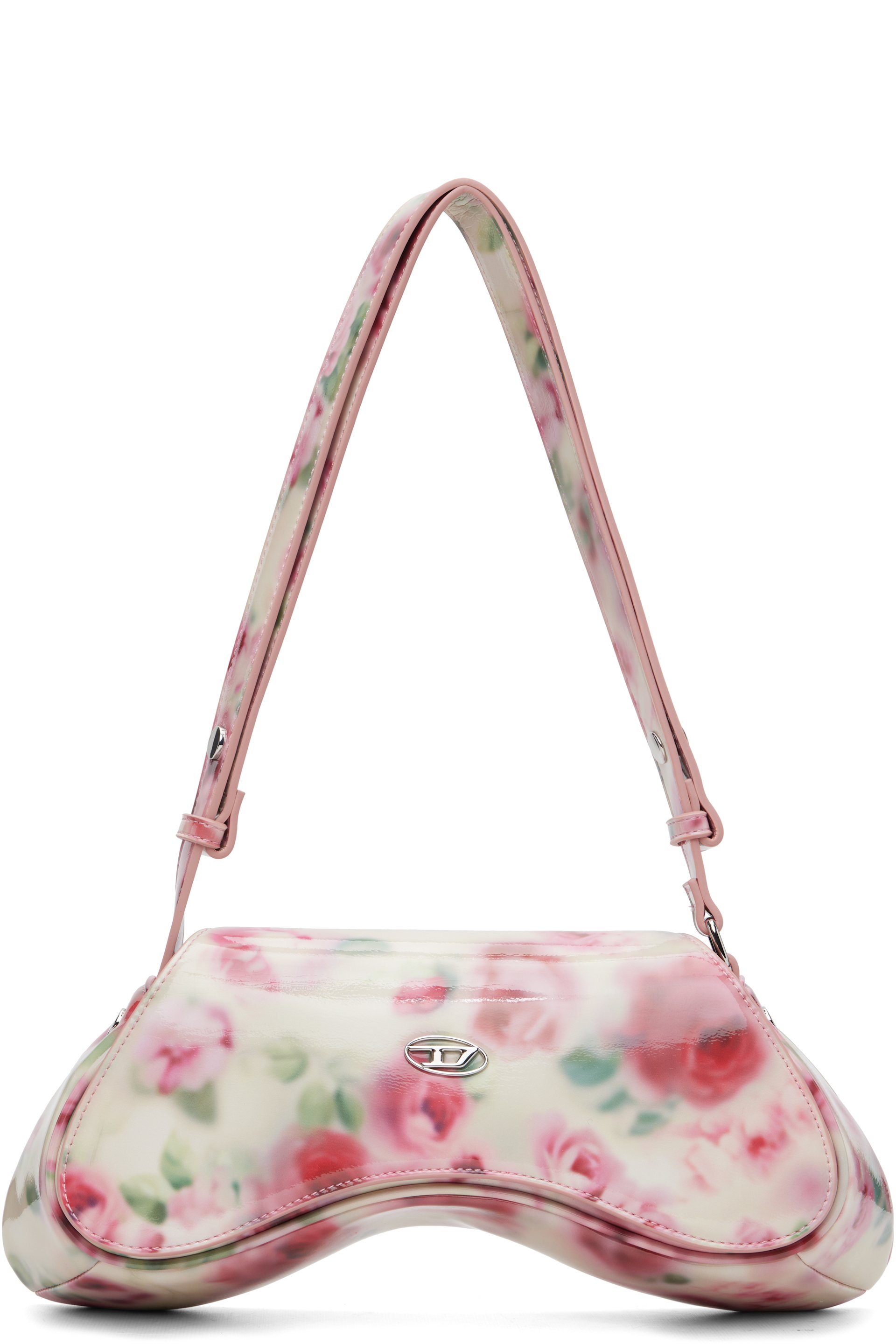 Diesel - Sac porté épaule Play blanc cassé et rose