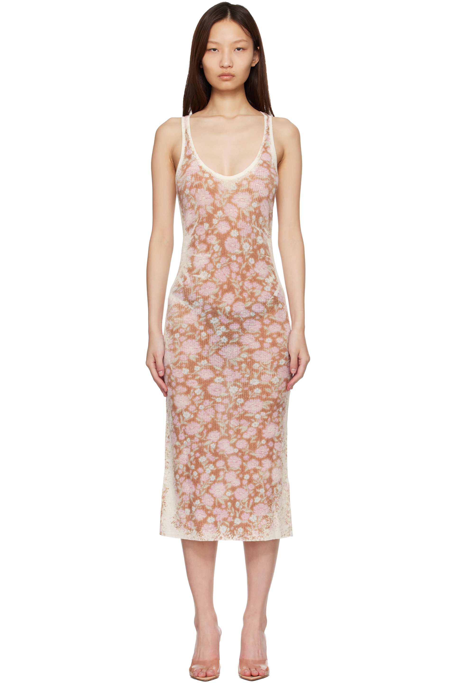 Diesel - Pink & Beige M-Blom Midi Dress