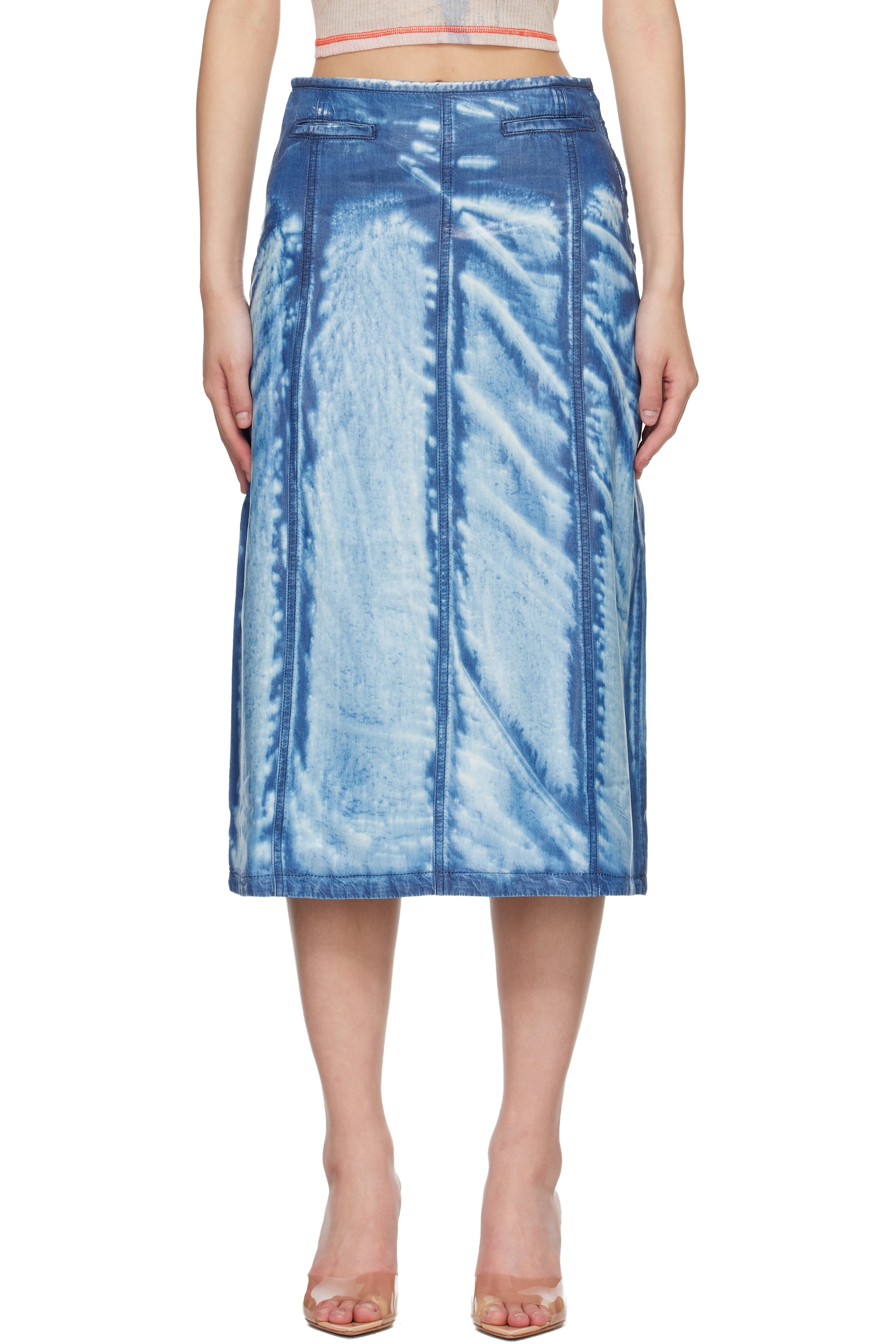 Diesel - Blue X-Ray Lyocell Denim Midi Skirt