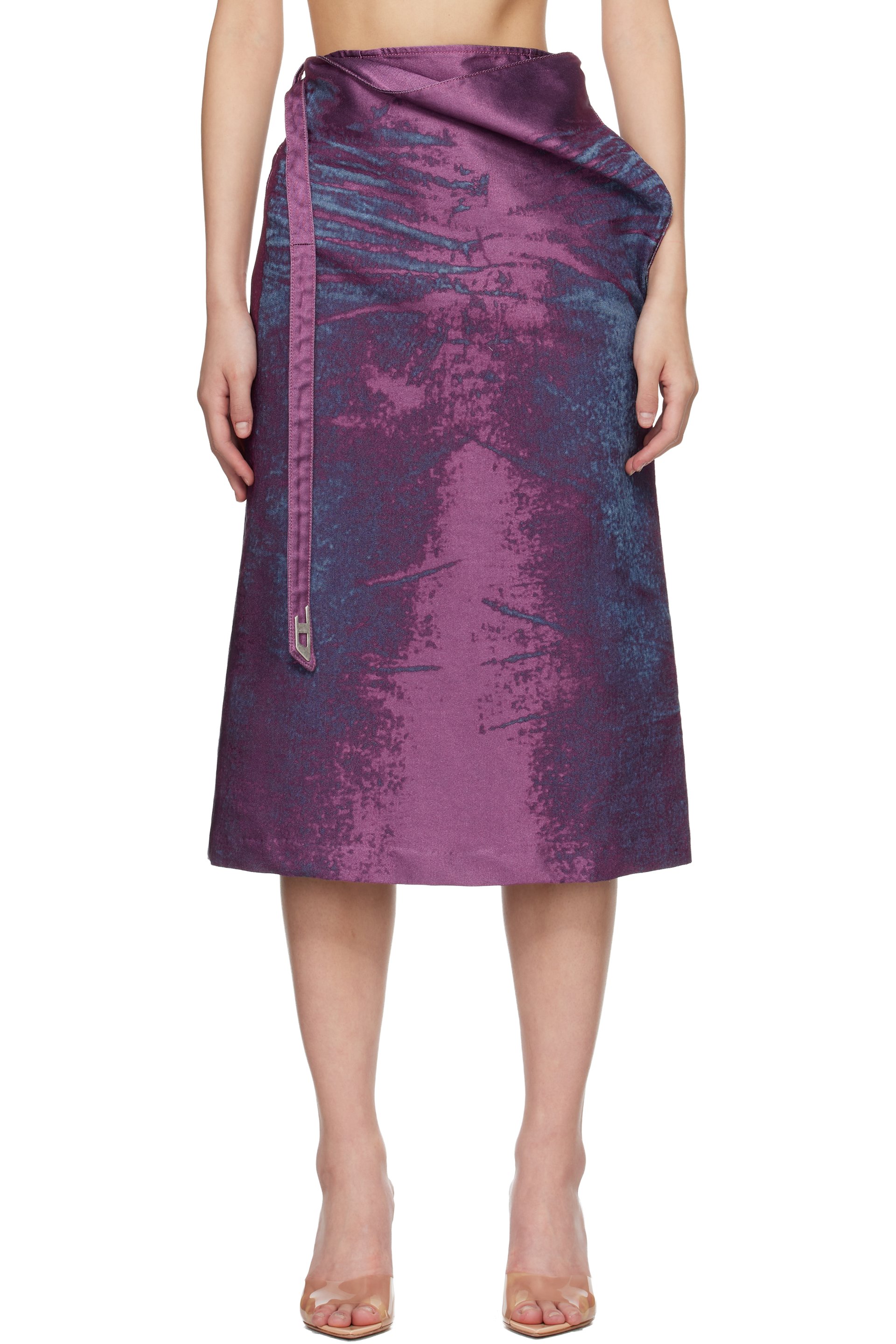 Diesel - Purple Satin Denim Midi Skirt
